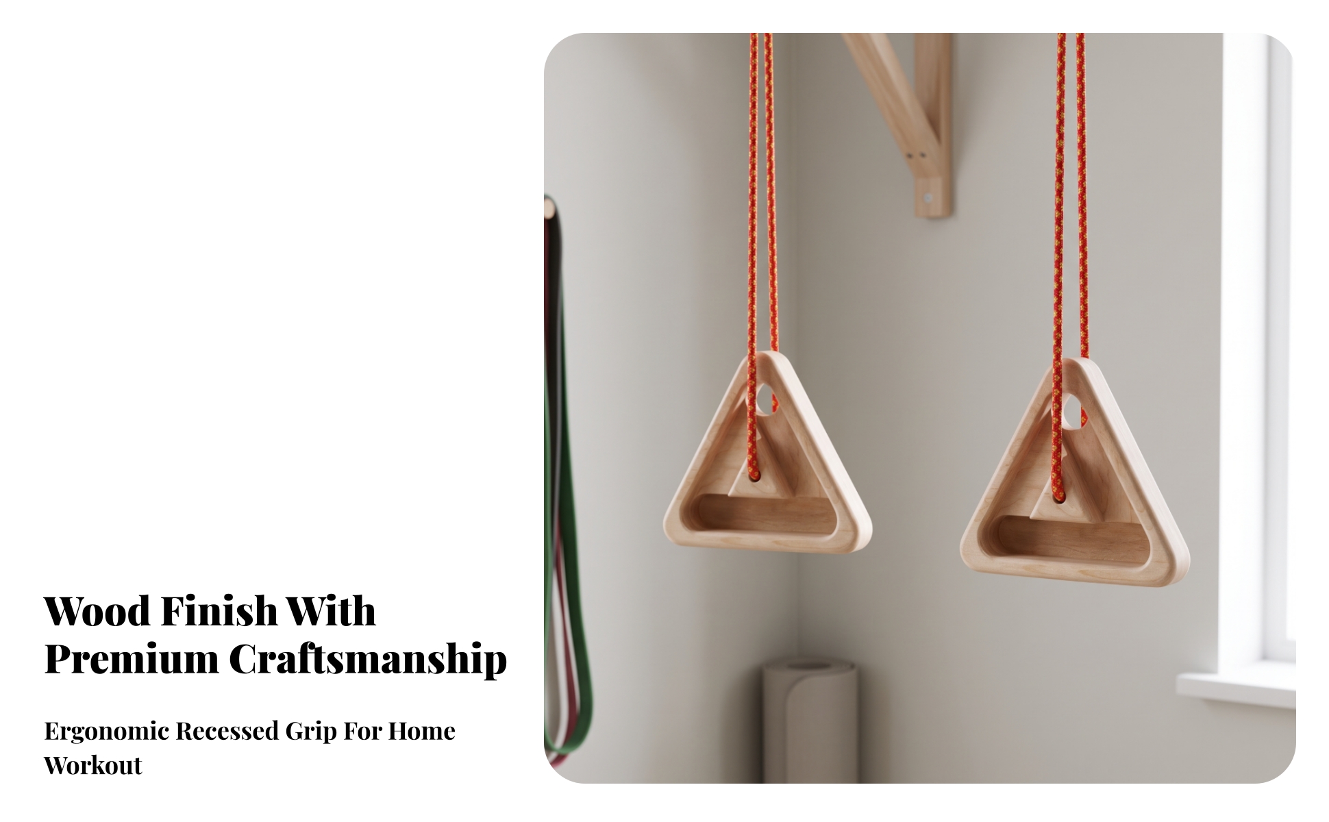 Triangular Climbing Board with Rope Natural Wood Wooden Hangboard with Rope