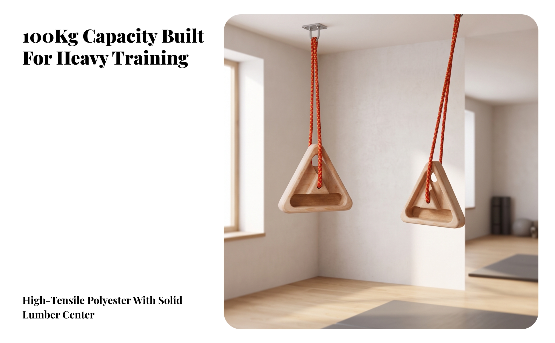 Triangular Climbing Board with Rope Natural Wood Wooden Hangboard with Rope