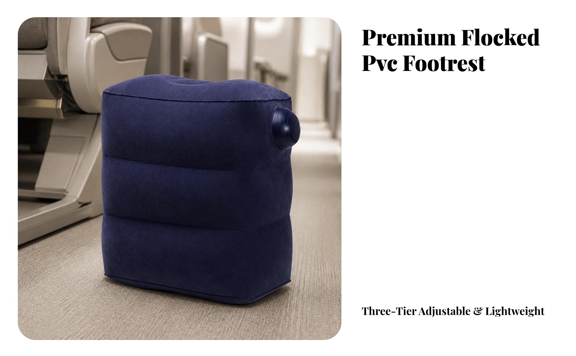 Footrest with Built-in Pump Flocked Inflatable Footrest Lightweight for Airplane