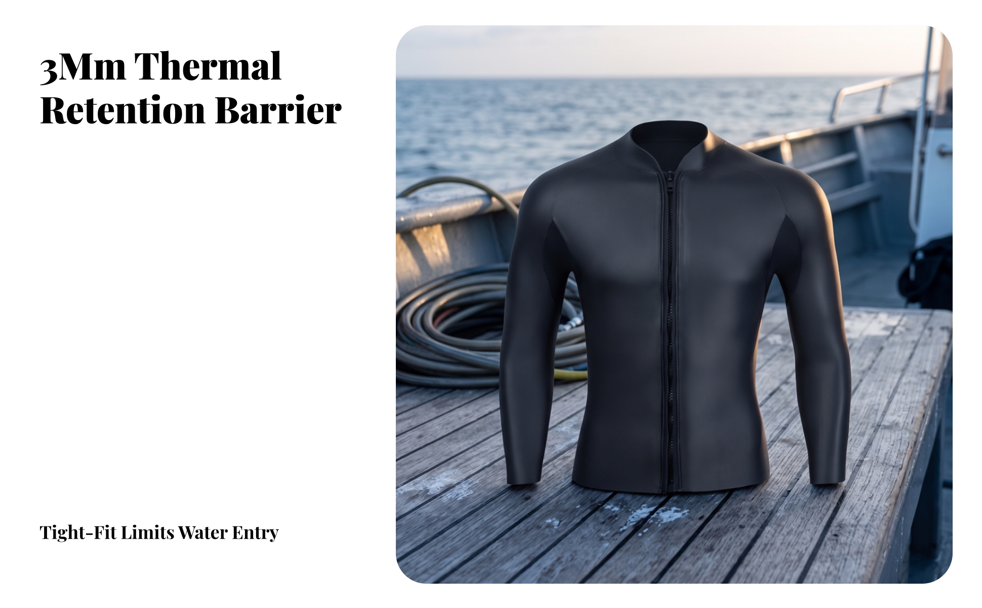 Wetsuit Jacket with Front Zipper Snug Fit Wetsuit Top with Front Zipper for Men