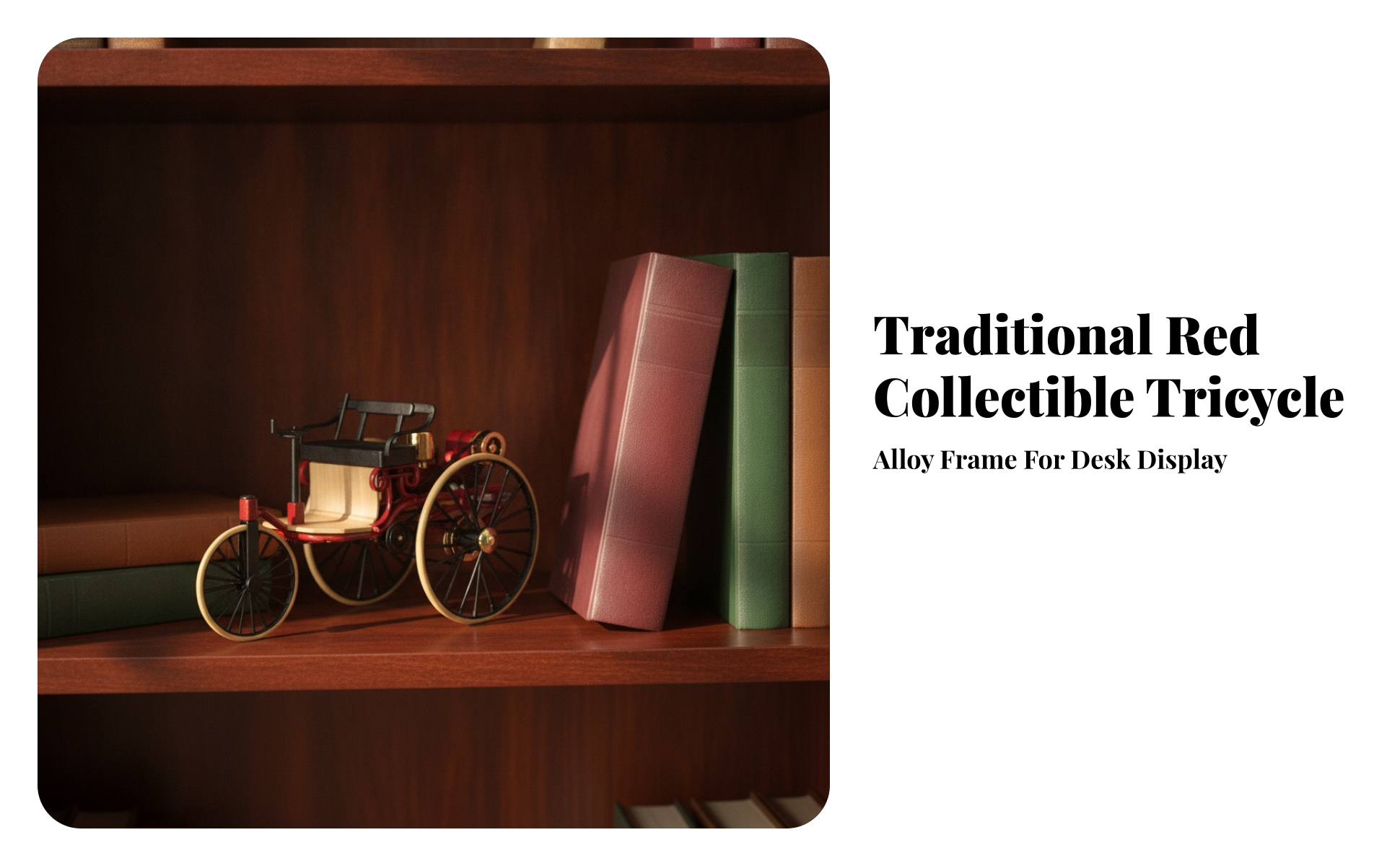 Alloy Tricycle Model 1:12 Scale Tricycle Model Vintage-Style for Desk, Hobbyists