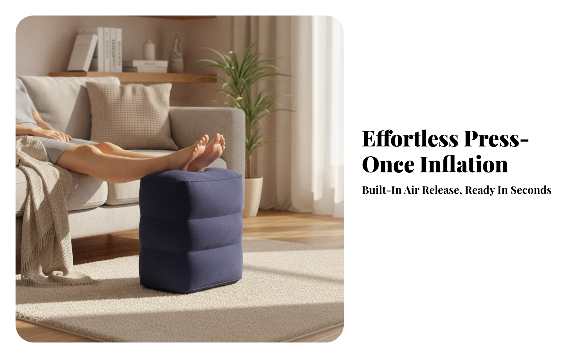 Footrest with Built-in Pump Flocked Inflatable Footrest Lightweight for Airplane