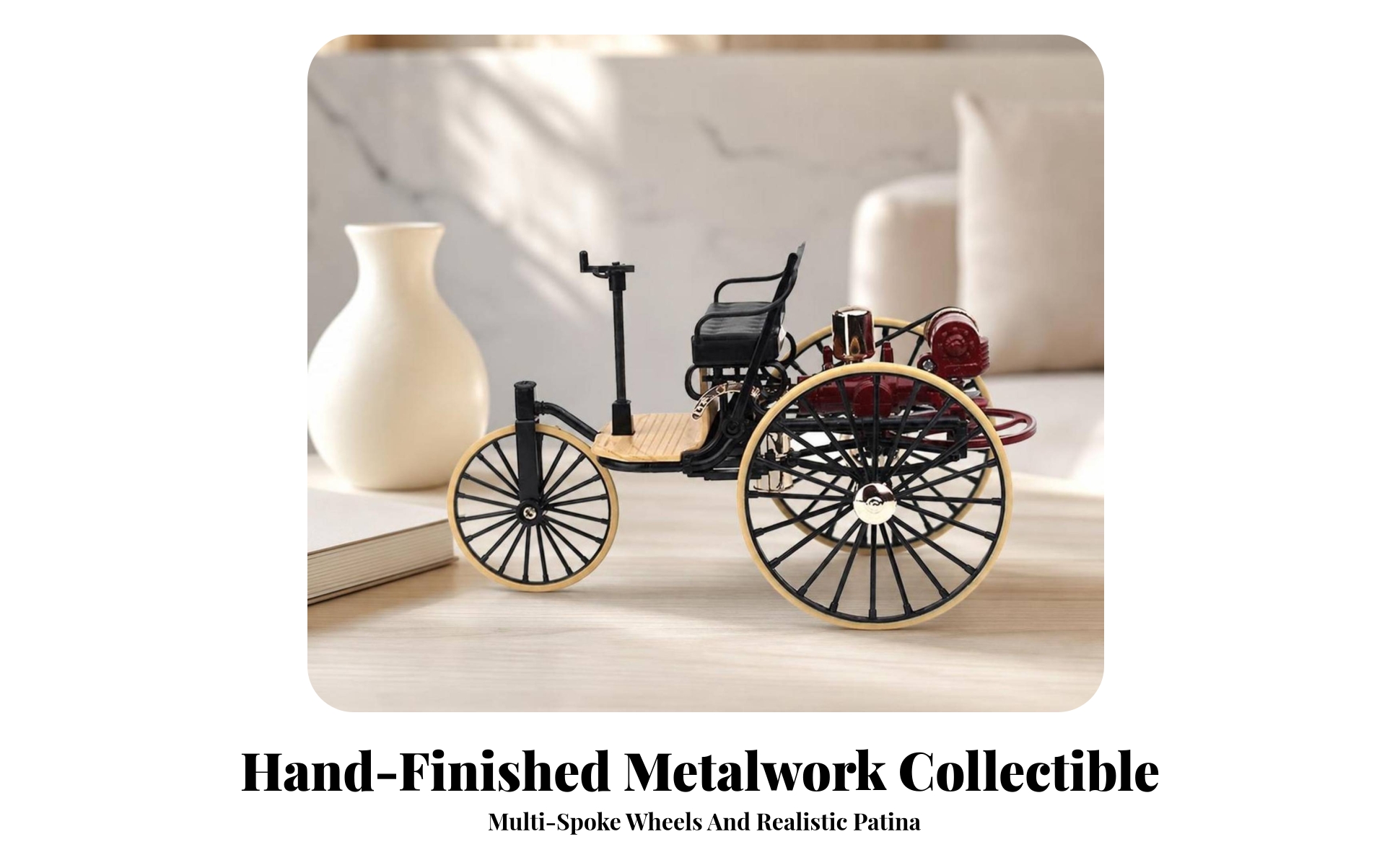 Alloy Tricycle Model 1:12 Scale Tricycle Model Vintage-Style for Desk, Hobbyists