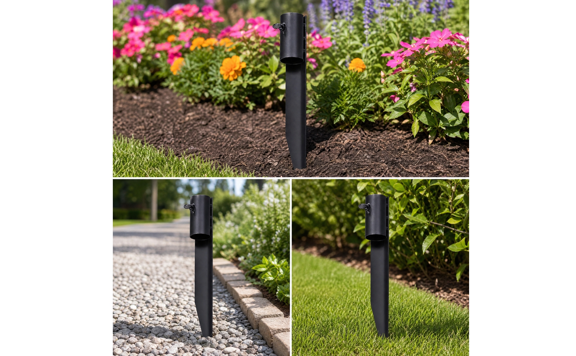 Ground Stake with Adjustable Thumb Screw Powder-Coated for Walkways, Flower Beds