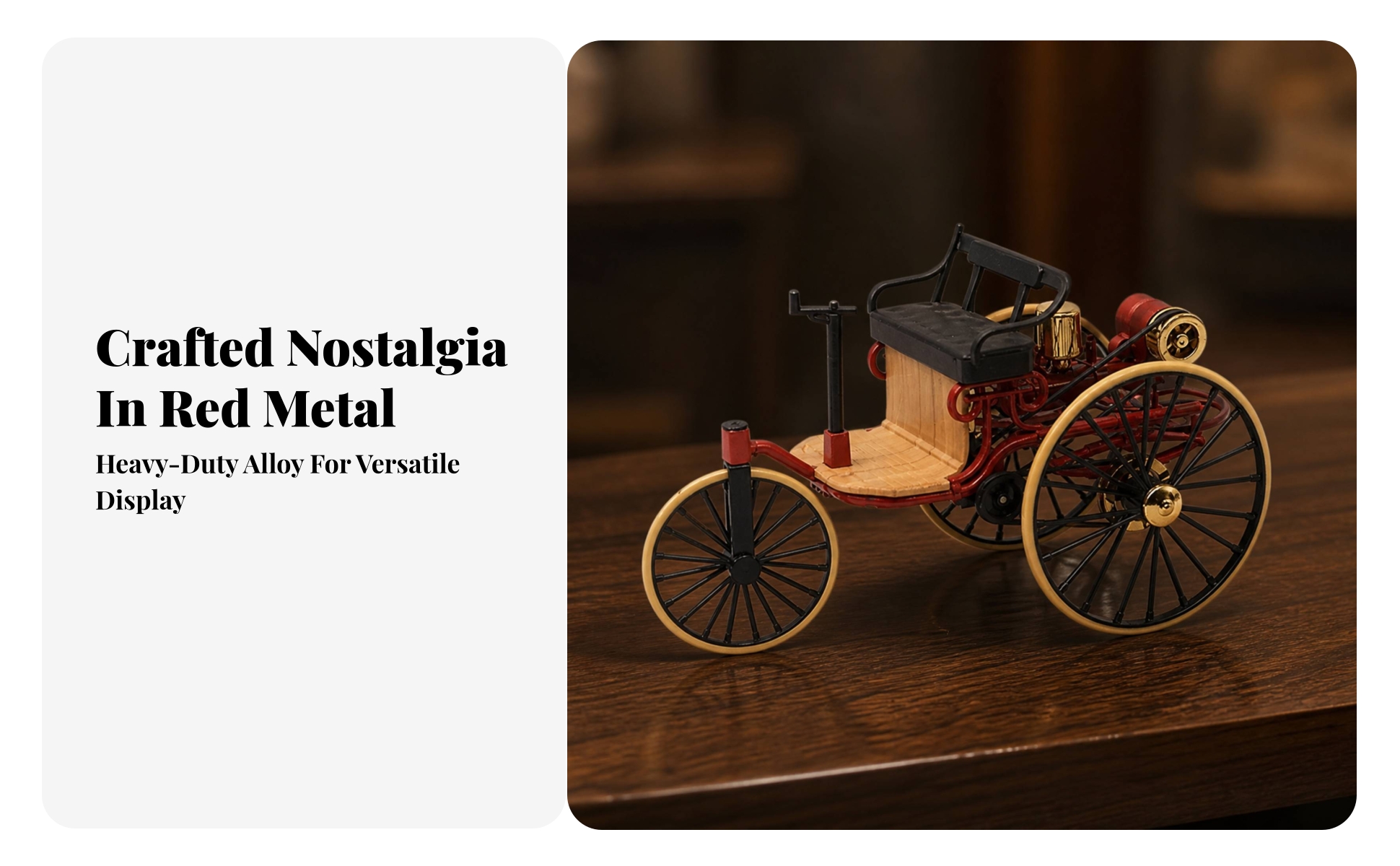 Alloy Tricycle Model 1:12 Scale Tricycle Model Vintage-Style for Desk, Hobbyists