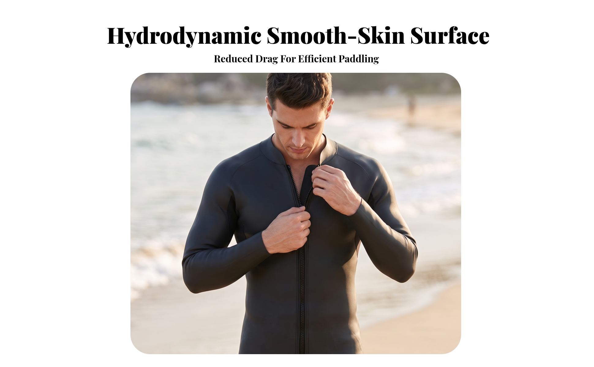 Wetsuit Jacket with Front Zipper Snug Fit Wetsuit Top with Front Zipper for Men
