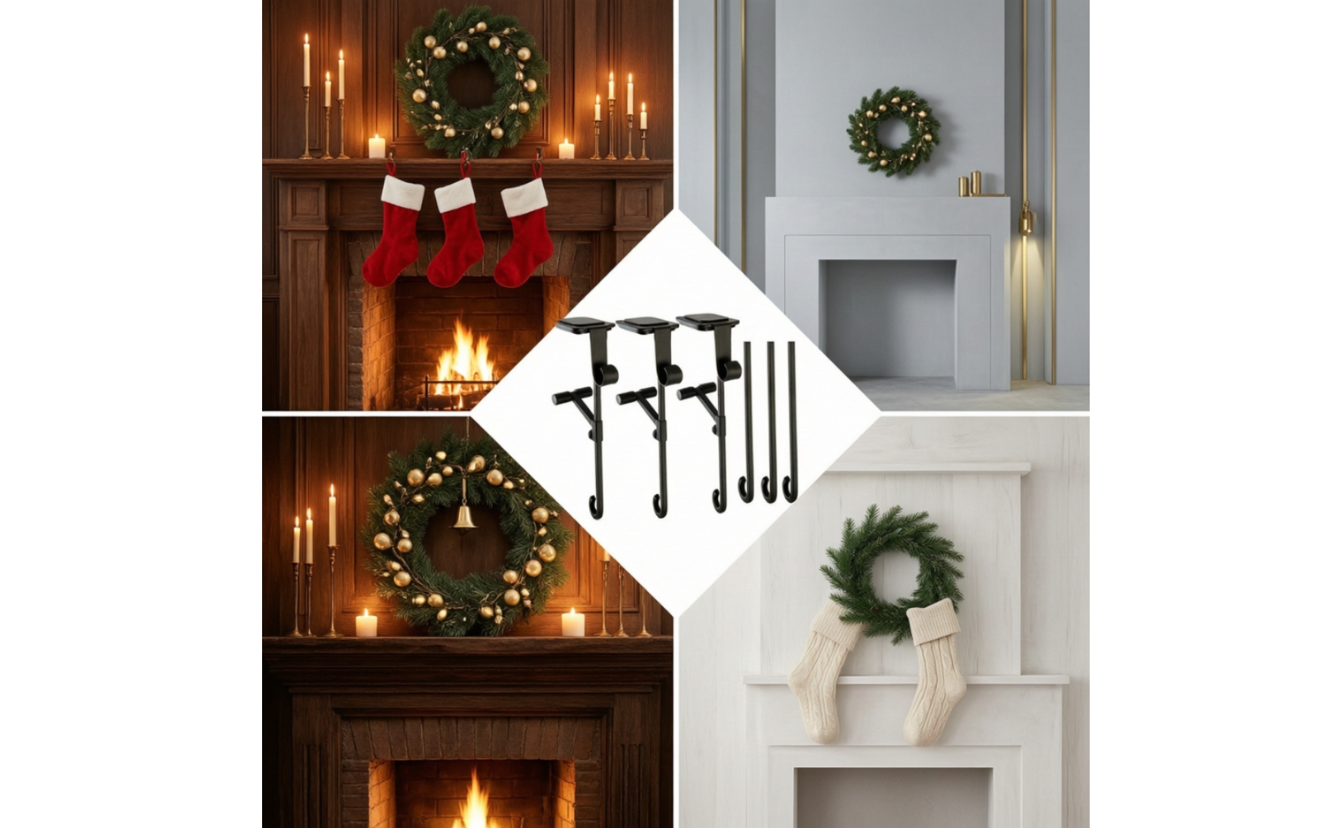 3 Pieces Mantel Stocking Hangers No Tool Stocking Hanger Long-Lasting