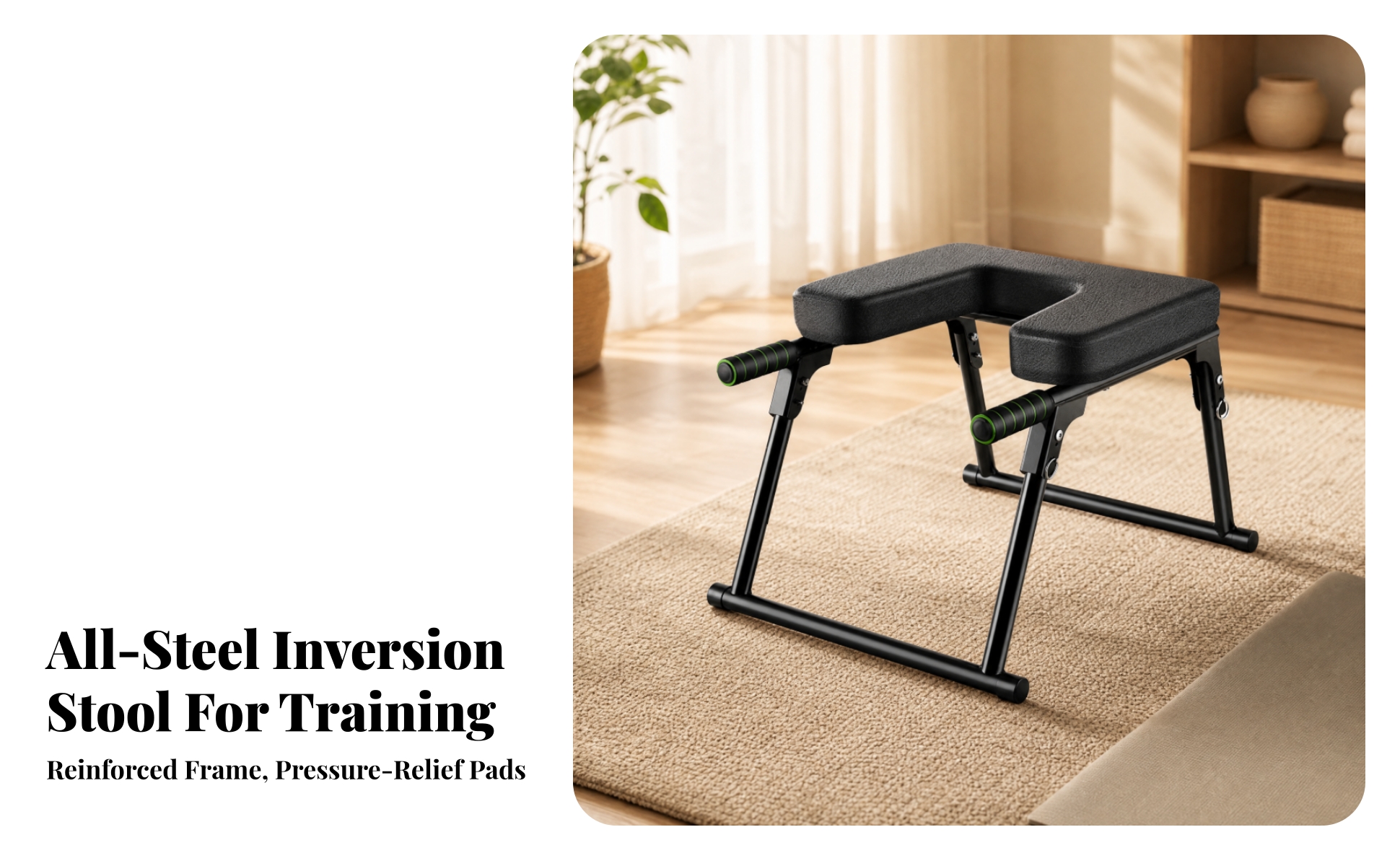 Foldable Inversion Stool Space-Saving Headstand Bench with Padded Top No-Install