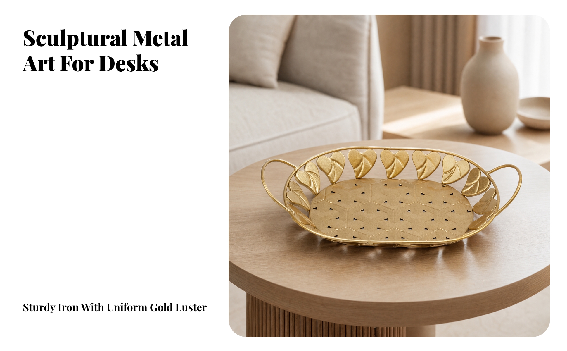 Decorative Tray with Handles Elegant for Coffee Table, Entryway Console, Hosts