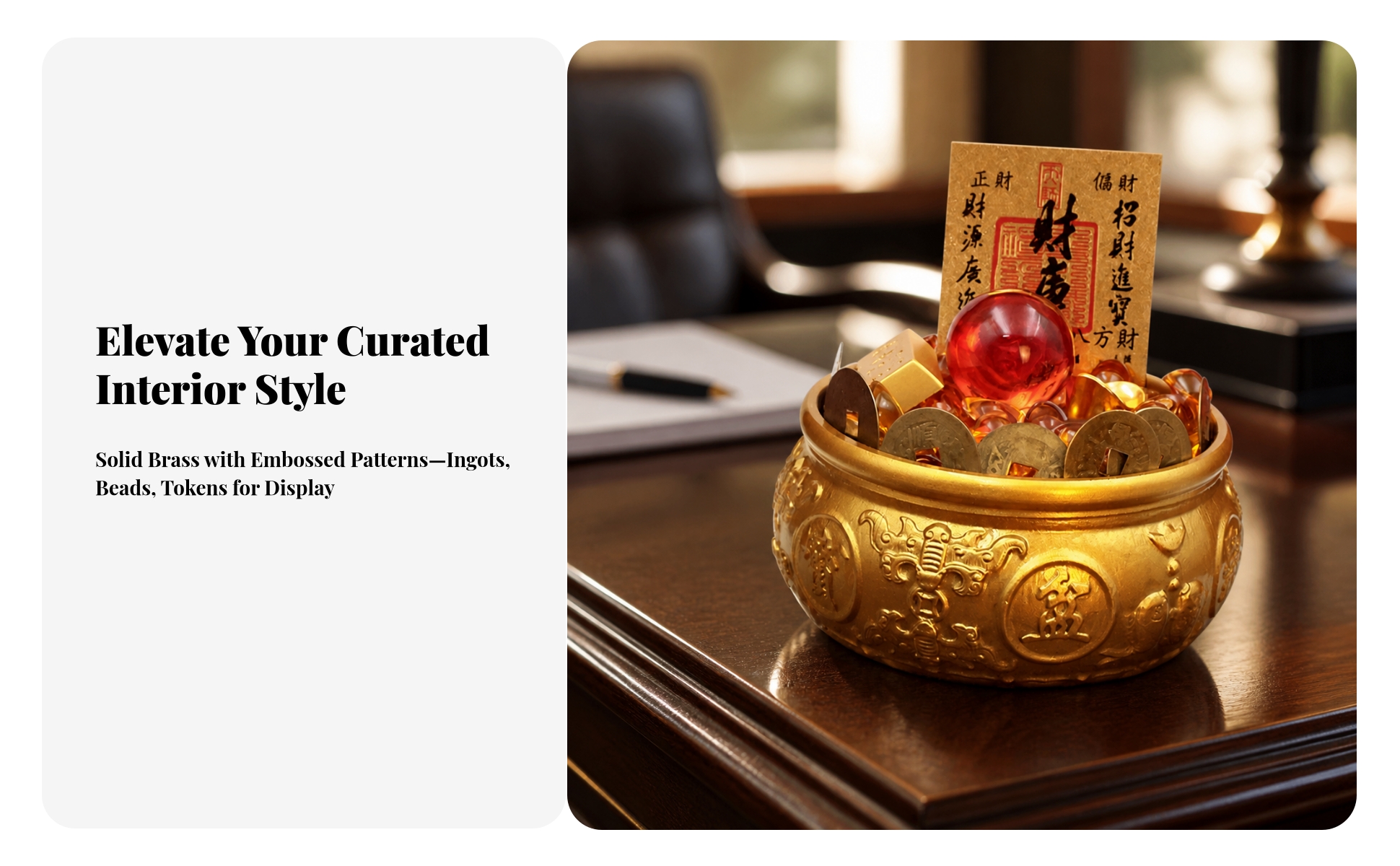 Brass Treasure Basin with Ingots Feng Shui Treasure Basin with Ingots Auspicious