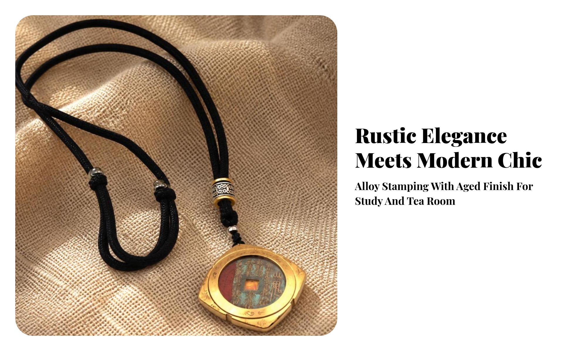 Alloy Pendant with Braided Cord Chinese-Inspired Coin Pendant Compact for Bag