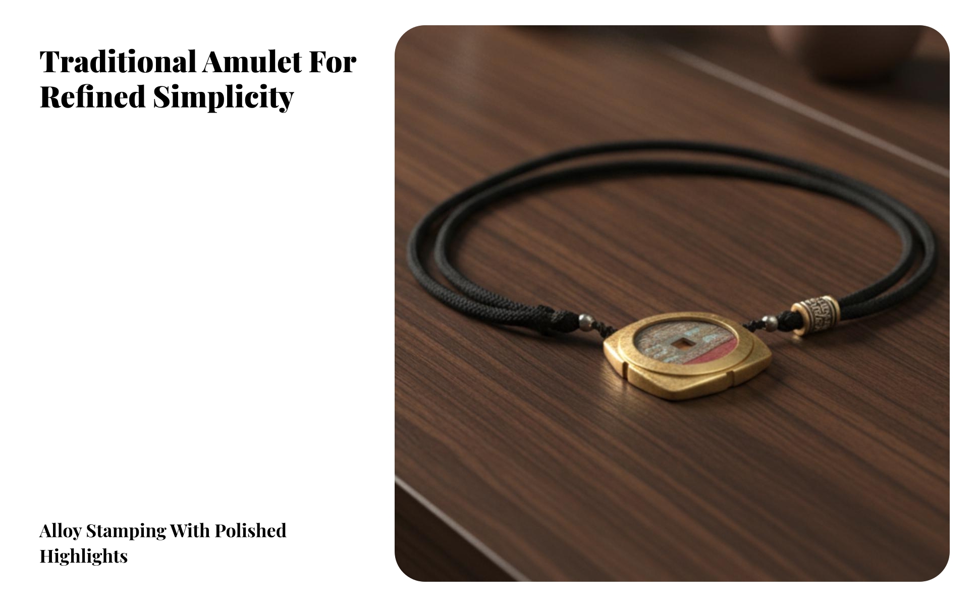 Alloy Pendant with Braided Cord Chinese-Inspired Coin Pendant Compact for Bag