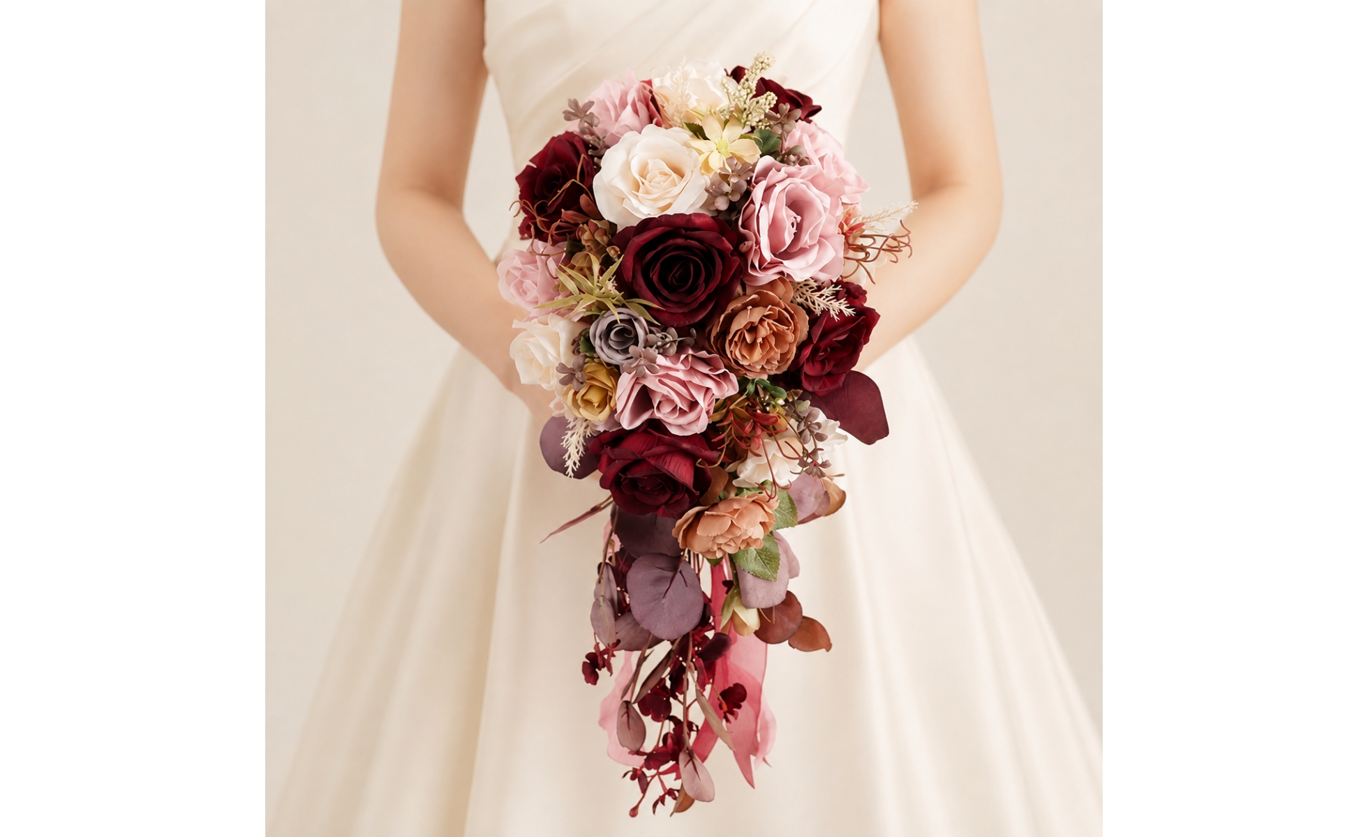 Bouquet de Mariée Cascade Léger Bouquet de Mariée En Soie Artificielle Réaliste