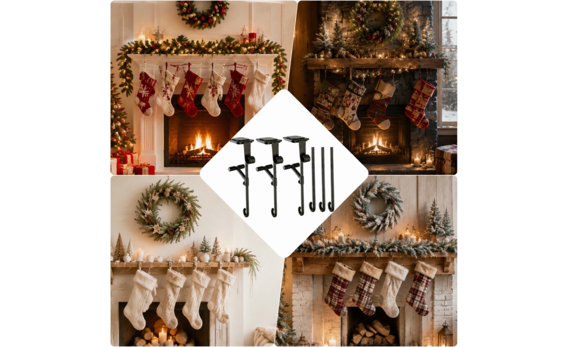 3 Pieces Mantel Stocking Hangers No Tool Stocking Hanger Long-Lasting