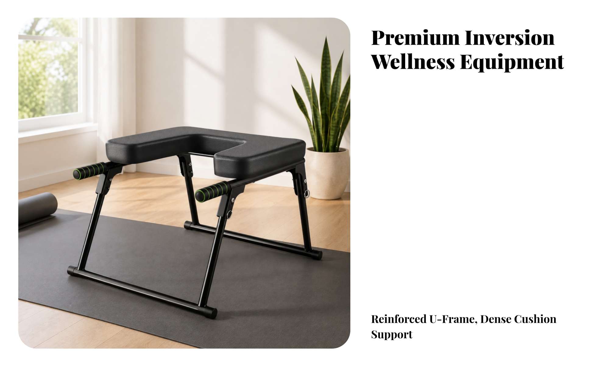 Foldable Inversion Stool Space-Saving Headstand Bench with Padded Top No-Install