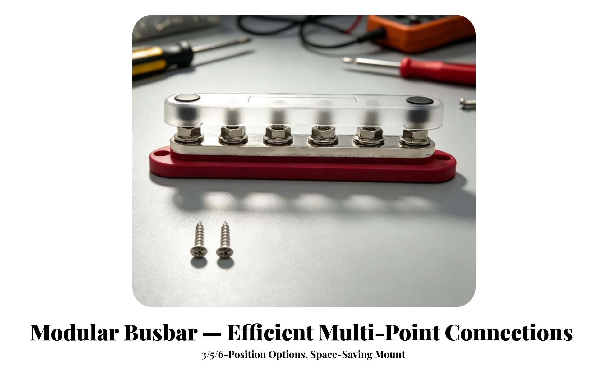 6-Position Busbar High Current Busbar with Safety Cover Copper for DIYers
