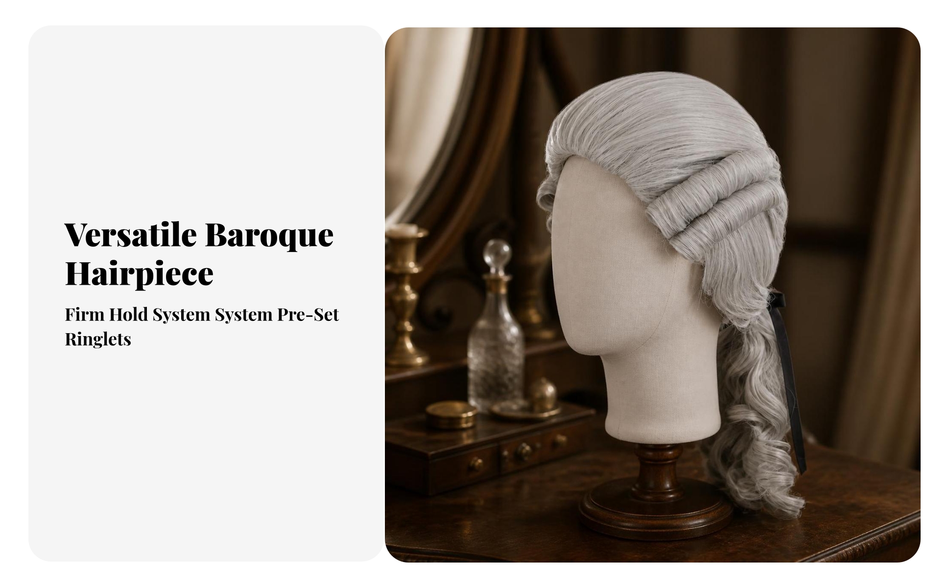Colonial Hairpiece with Tied Tail 18th Century Colonial Style Hairpiece