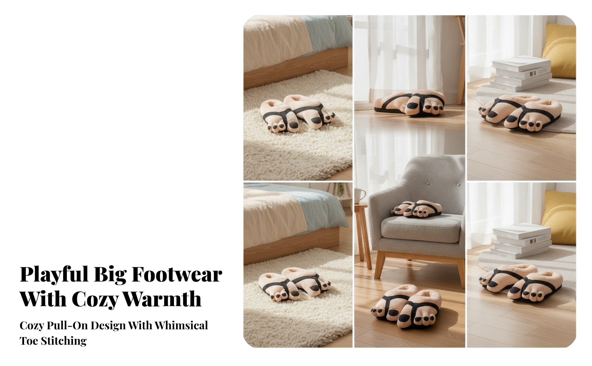 Novelty Slippers Gender-Neutral Slippers with Fleece Athletic Warm for Home