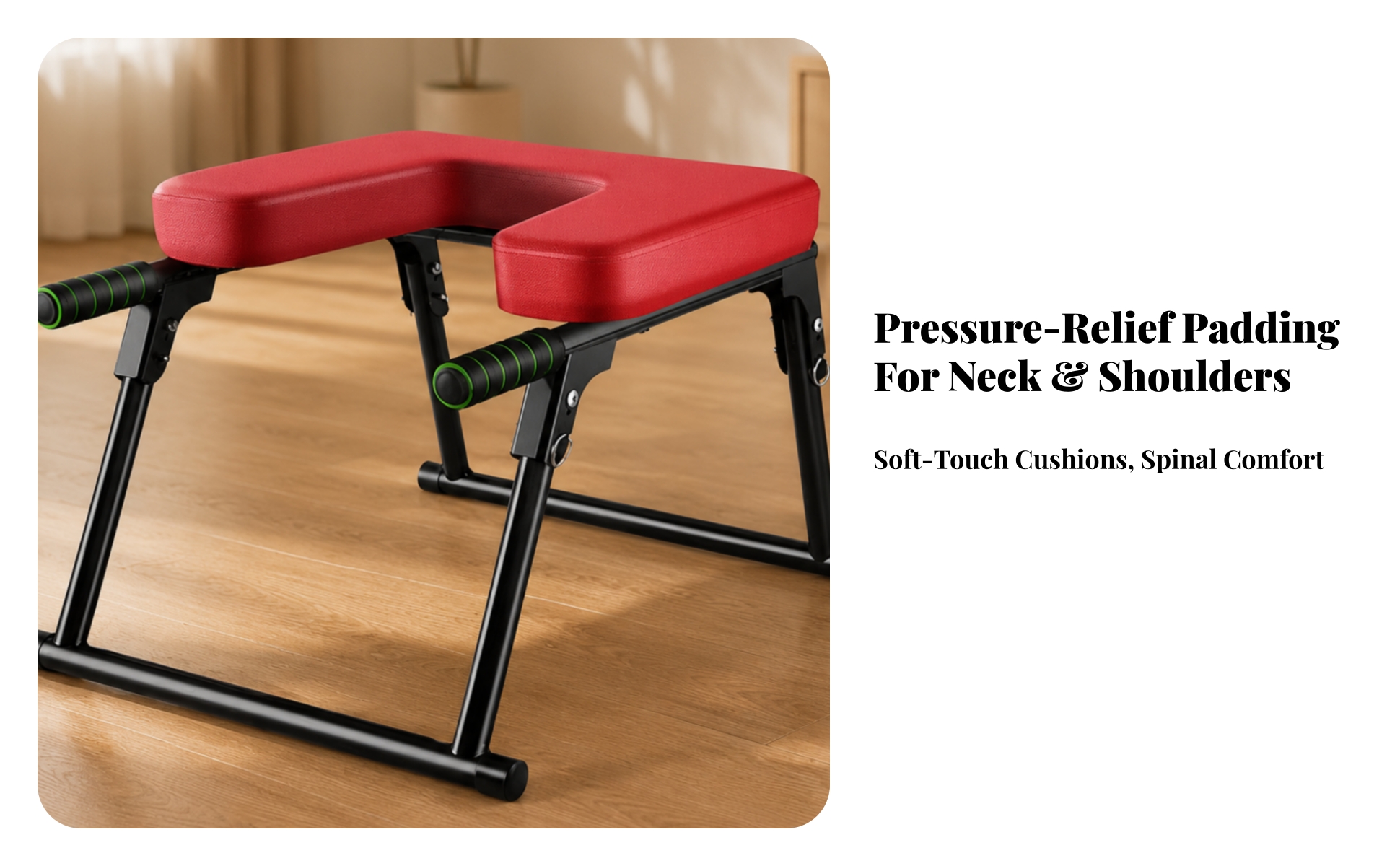Foldable Inversion Stool Space-Saving Headstand Bench with Padded Top No-Install