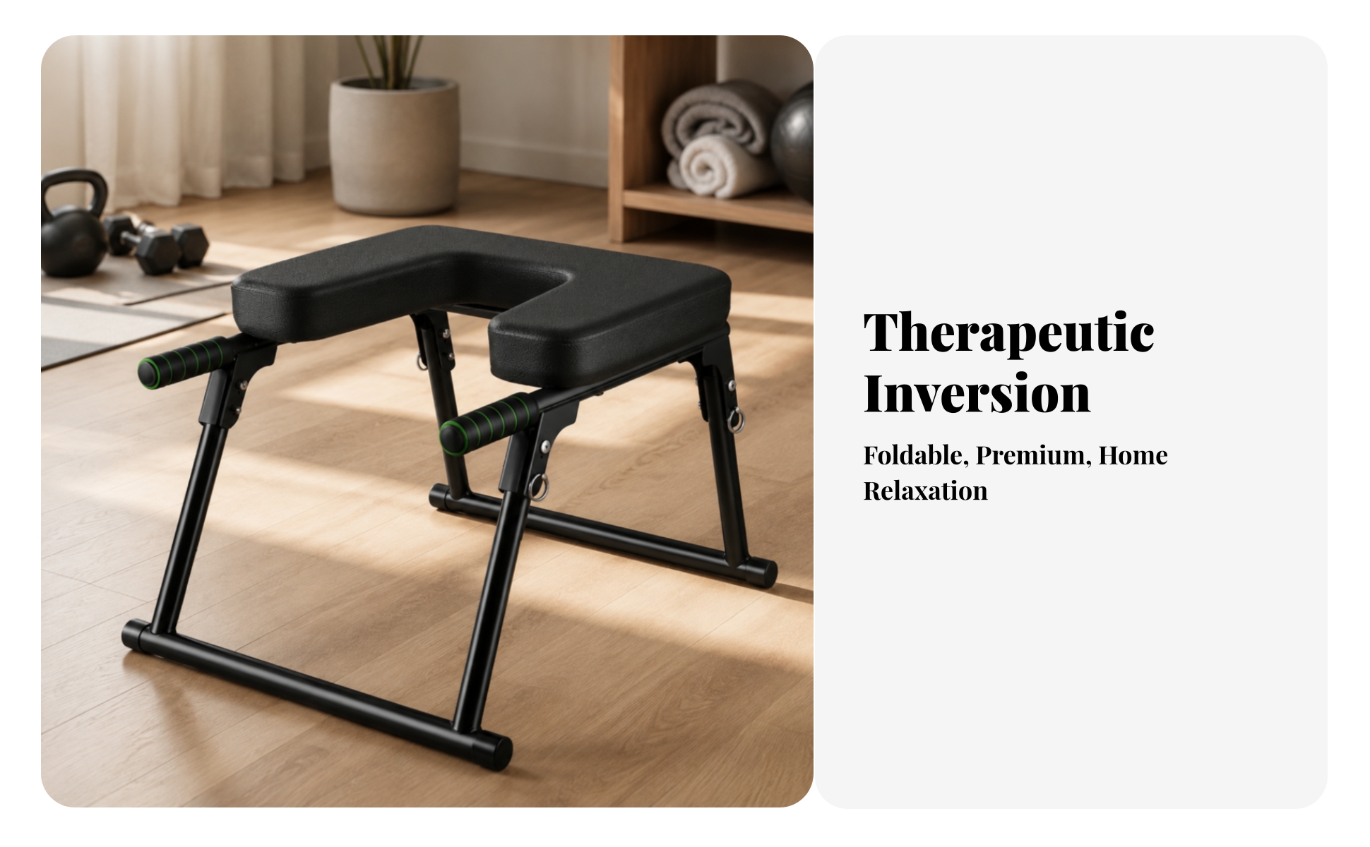 Foldable Inversion Stool Space-Saving Headstand Bench with Padded Top No-Install