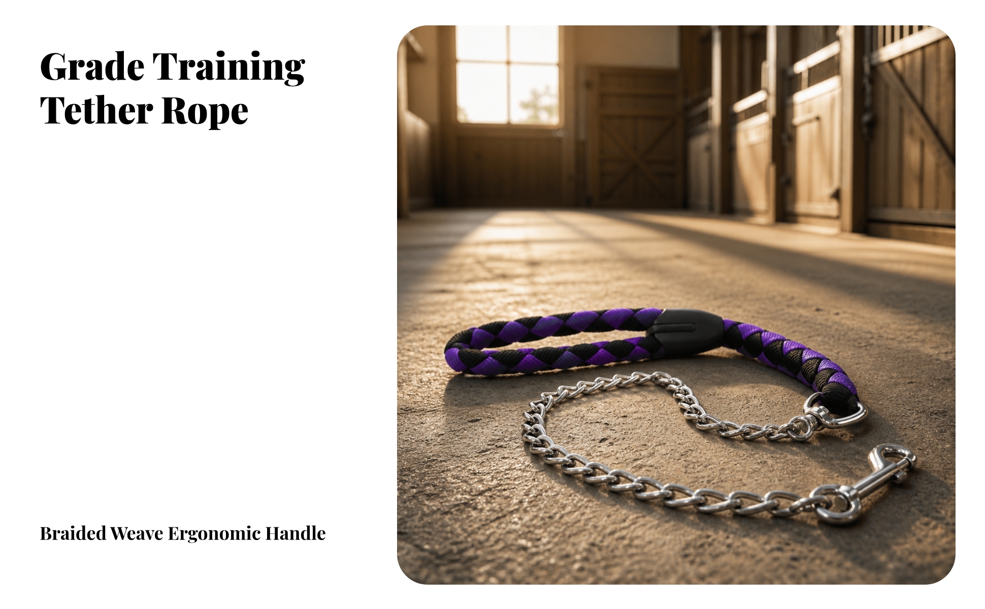 Lead Rope with Chain Long-Lasting Nylon Lead Rope with Snap Hook Heavy-Duty