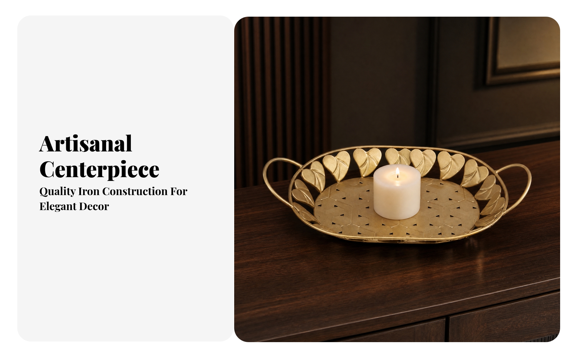 Decorative Tray with Handles Elegant for Coffee Table, Entryway Console, Hosts
