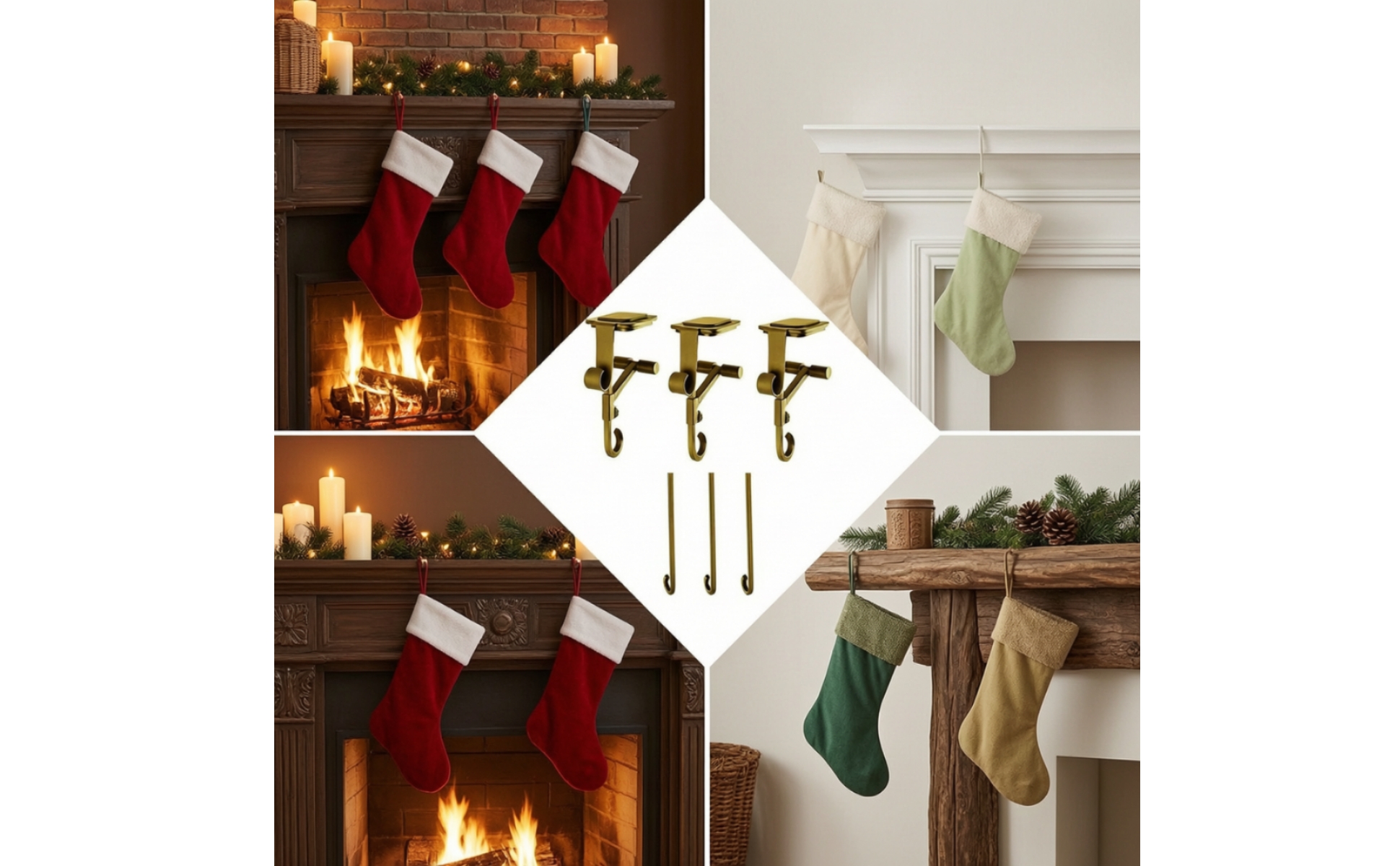 3 Pieces Mantel Stocking Hangers No Tool Stocking Hanger Long-Lasting