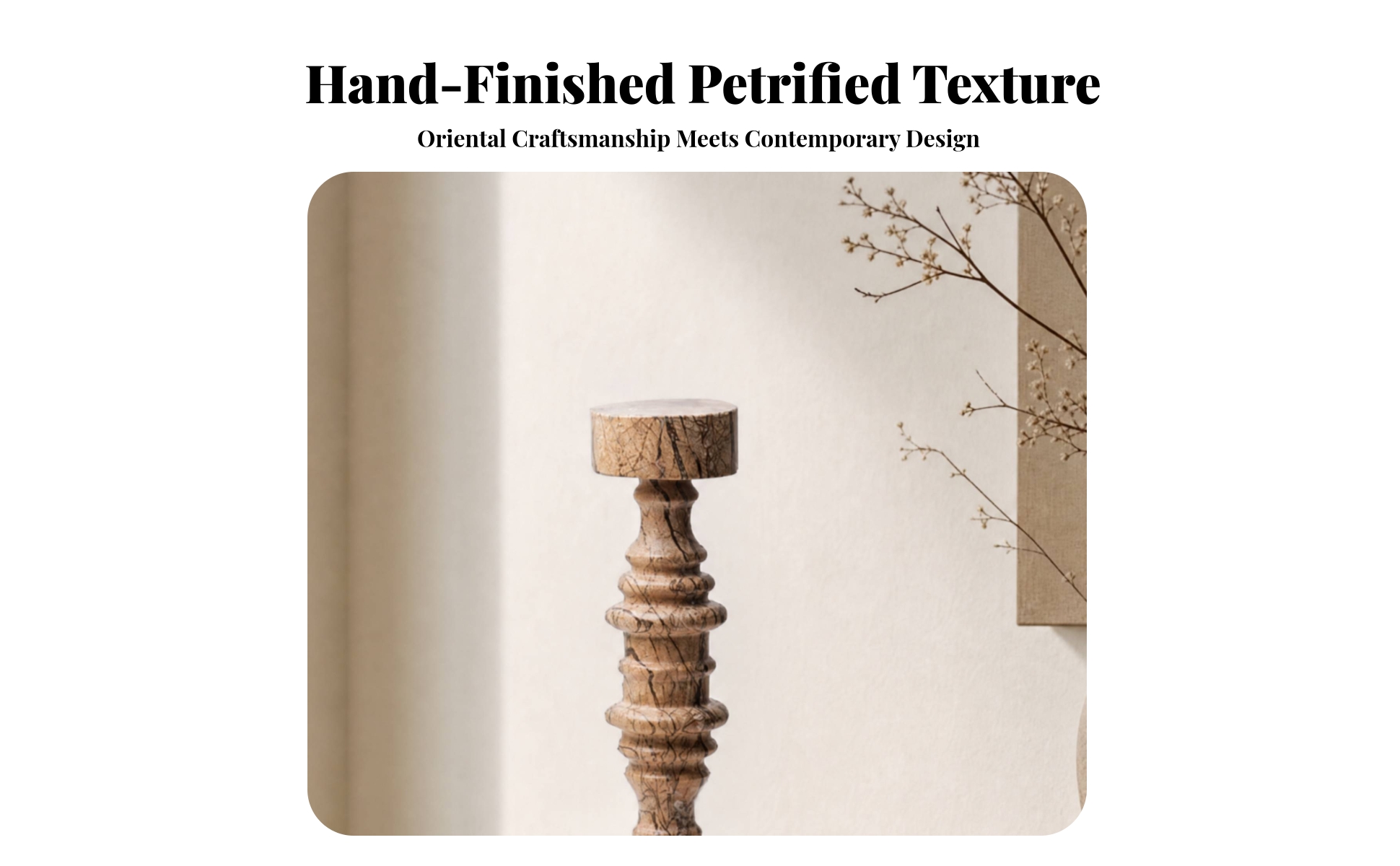 Decorative Stone Candlestick with Carved Form Versatile for Showroom Styling