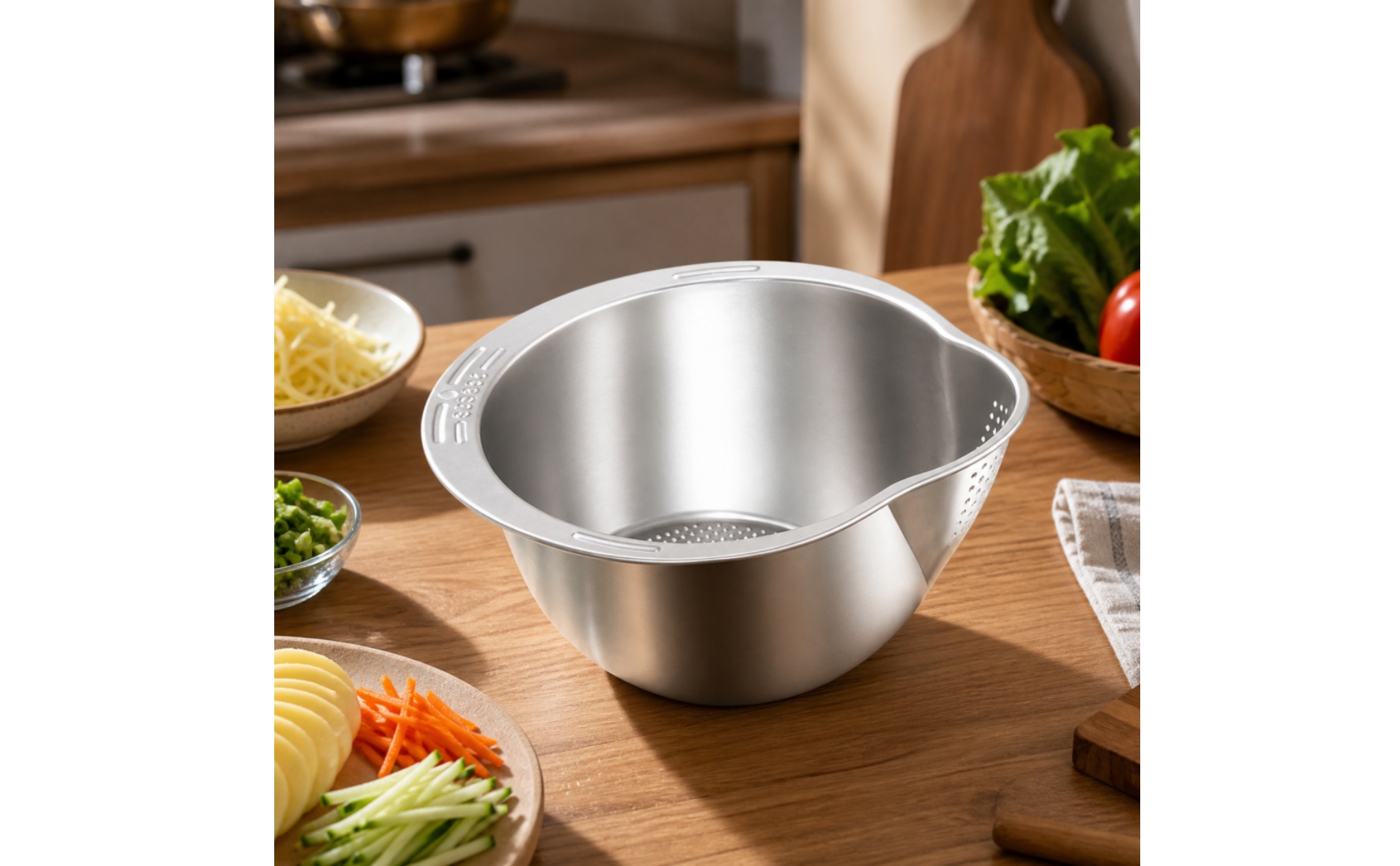 Stainless Steel Draining Bowl Sturdy Stainless Steel Colander with Handles