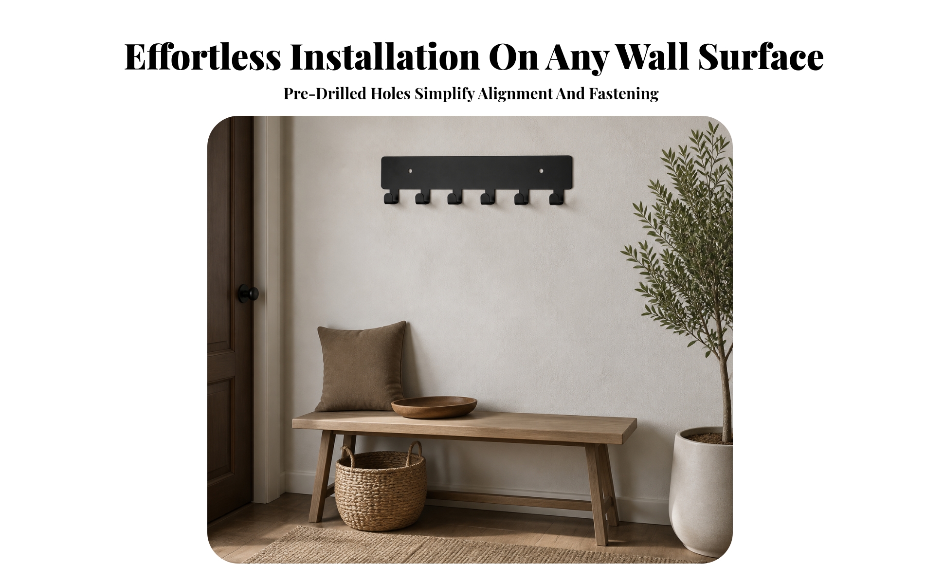 Wall-Mounted Hook Rack Space-Saving Coat Rack with Hooks Minimalist for Entryway
