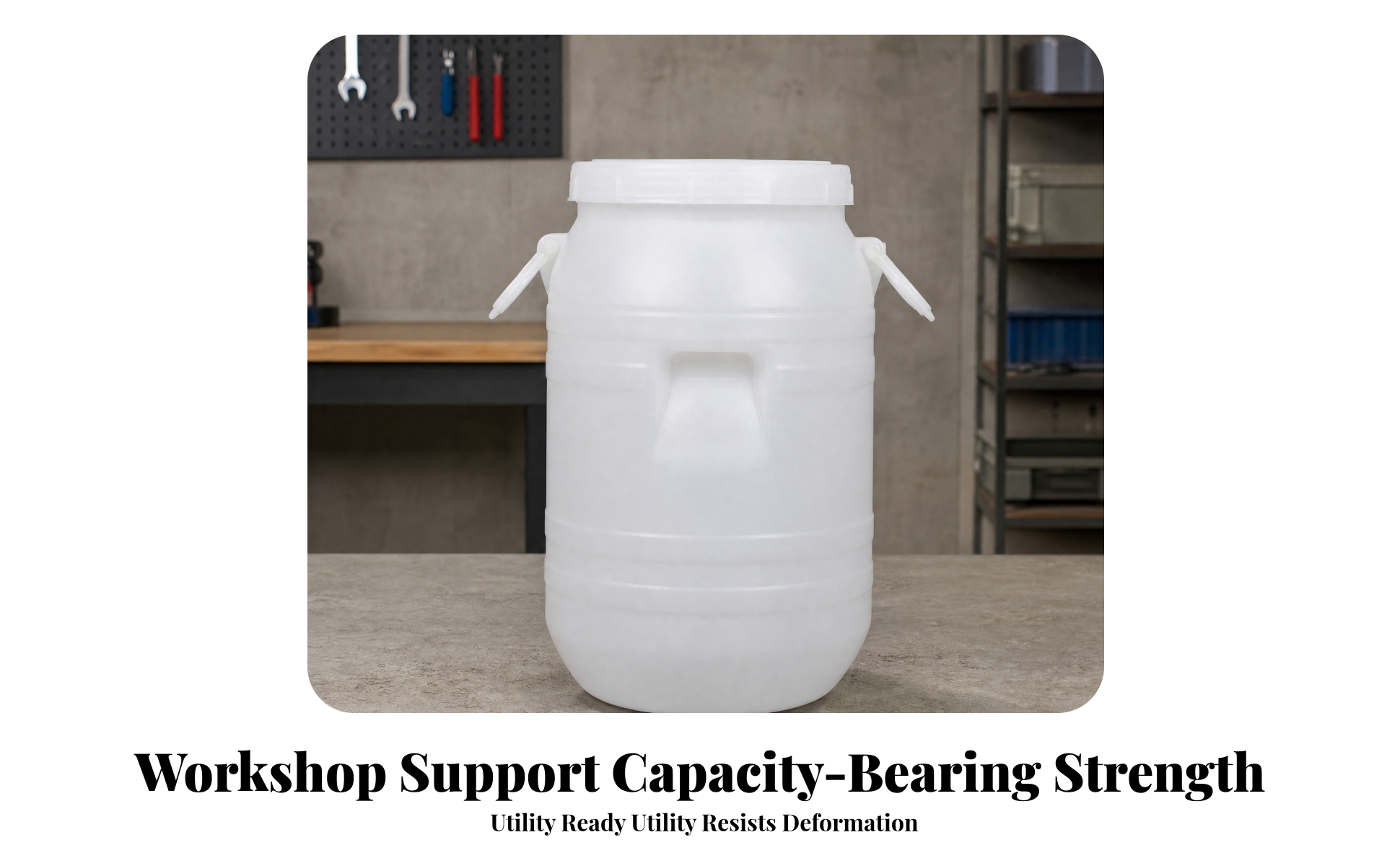 Round Plastic Container with Double Lid Resistant for Kitchen, Workshop