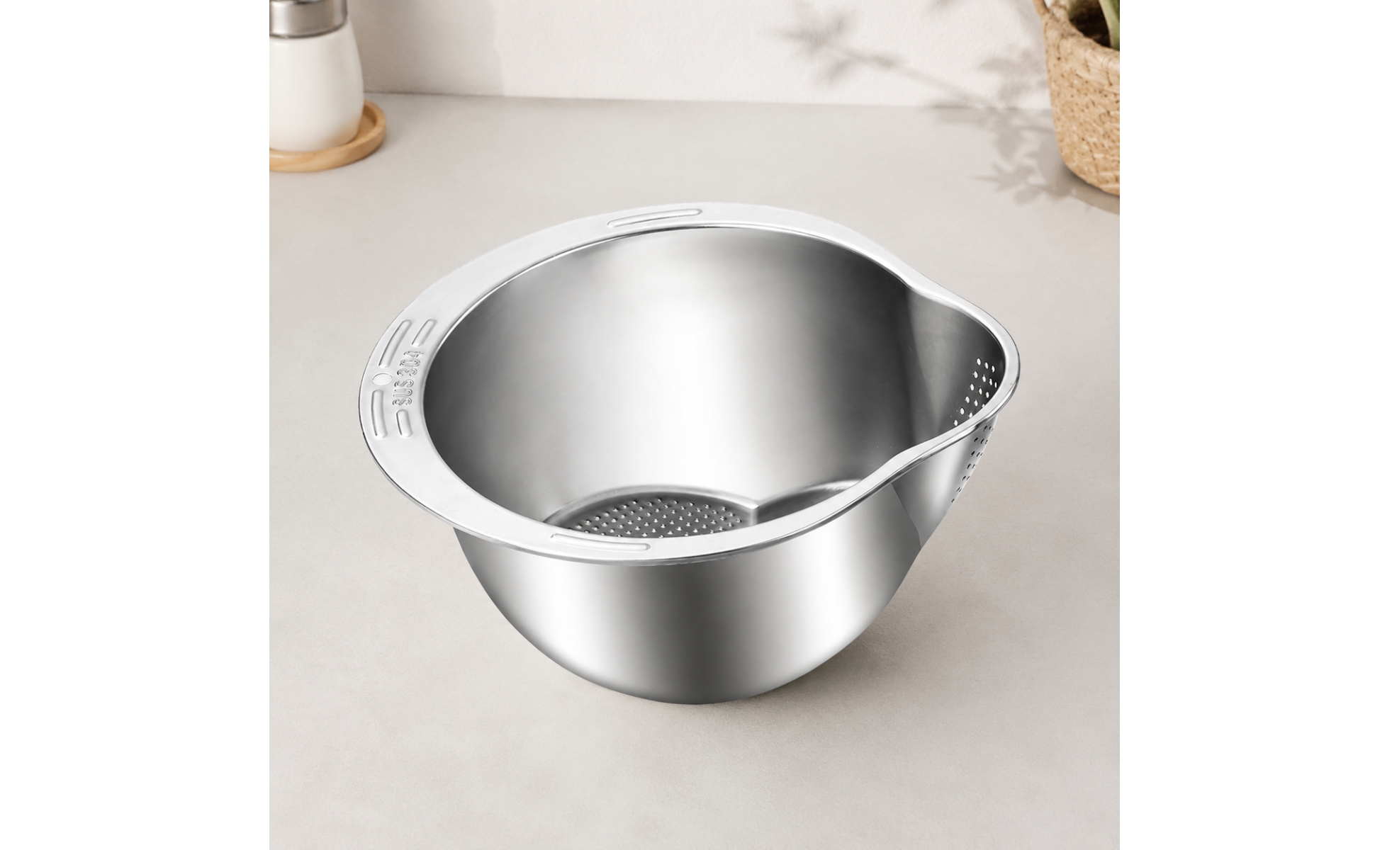 Stainless Steel Draining Bowl Sturdy Stainless Steel Colander with Handles