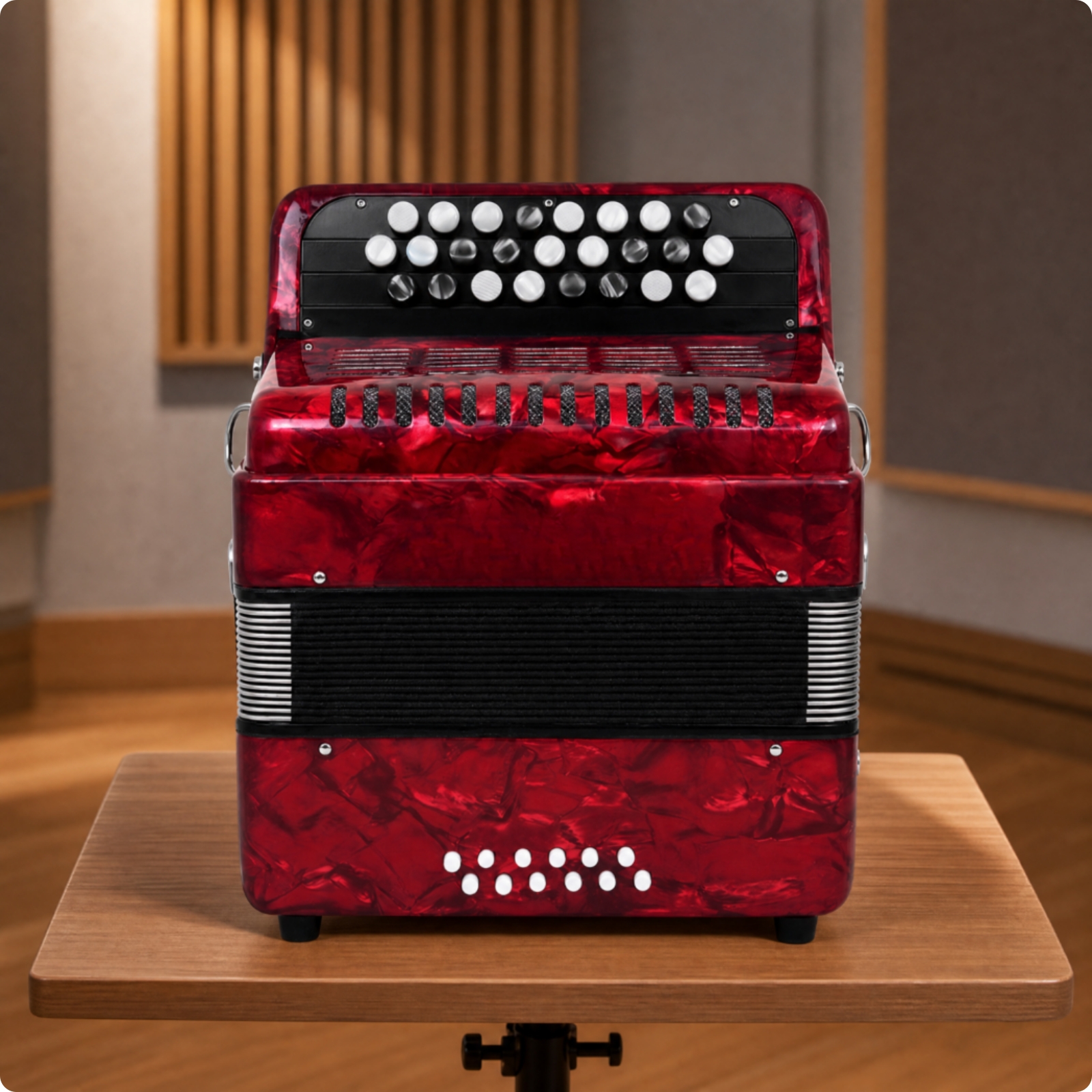 25 Tasten 12 Bass Knopf Akkordeon tragbares Musikinstrument glänzend für Anfänger