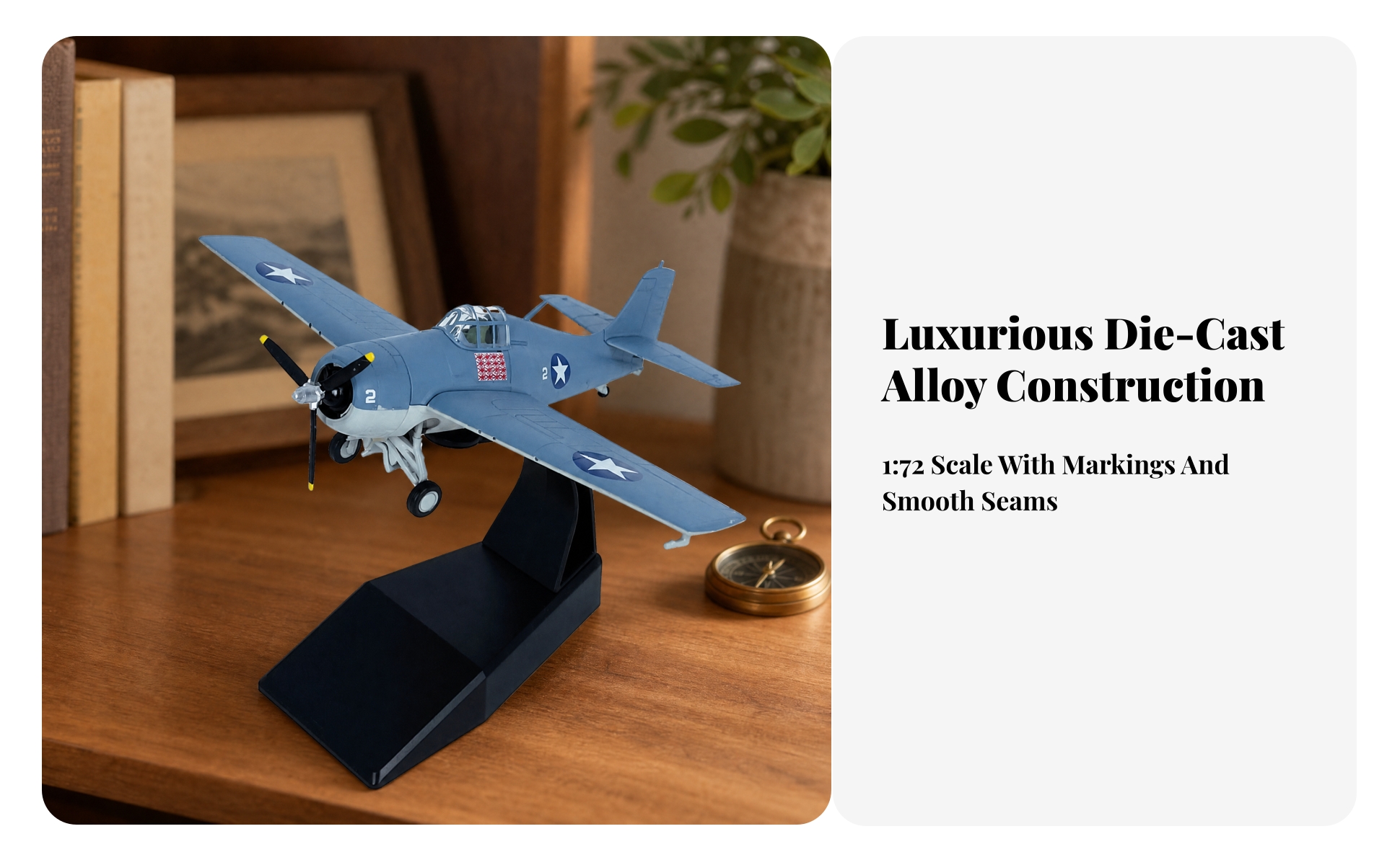 WW2 US Fighter Plane Model Pre-Built 1:72 Scale F4F Carrier Fighter Model