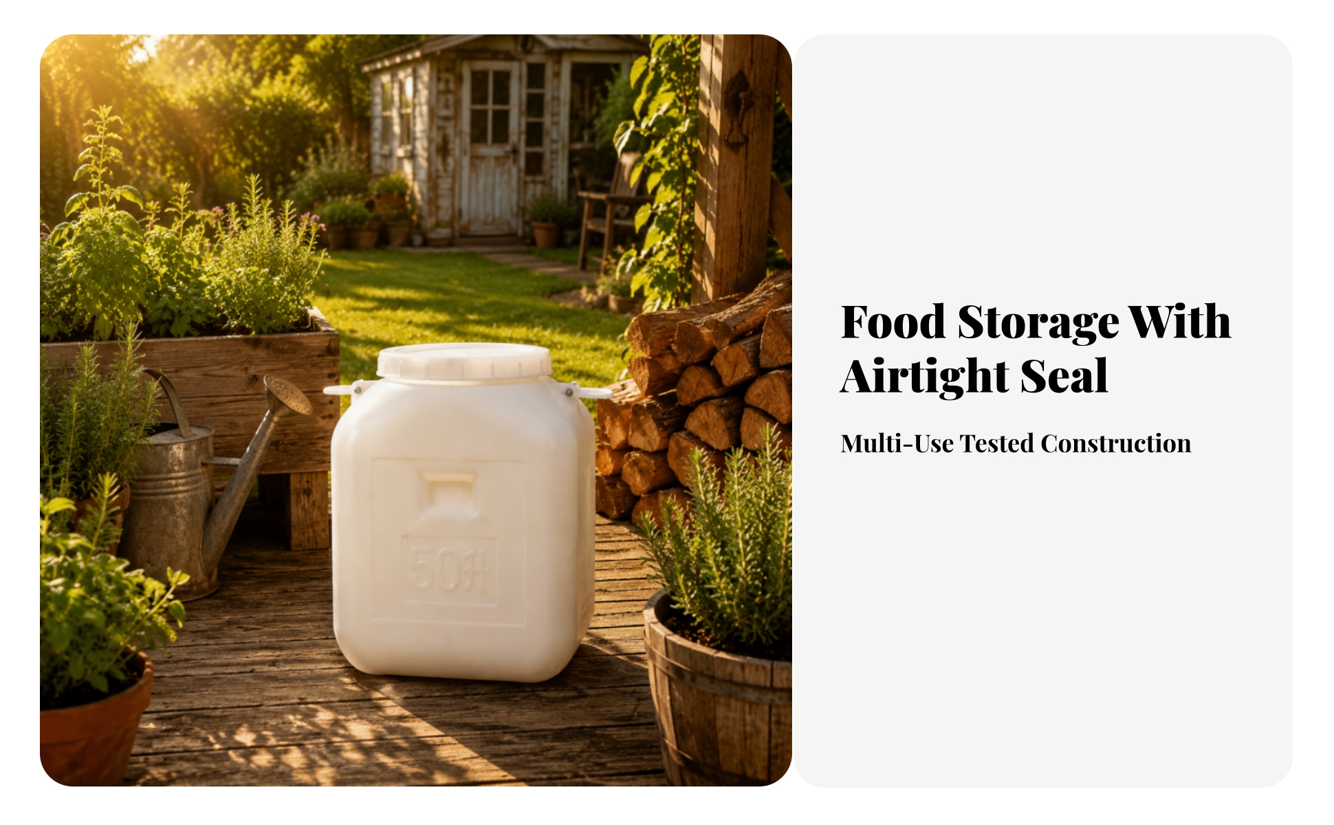 Conteneur Étanche Fût de Stockage de 50 Litres Robuste pour Rangement Croquettes