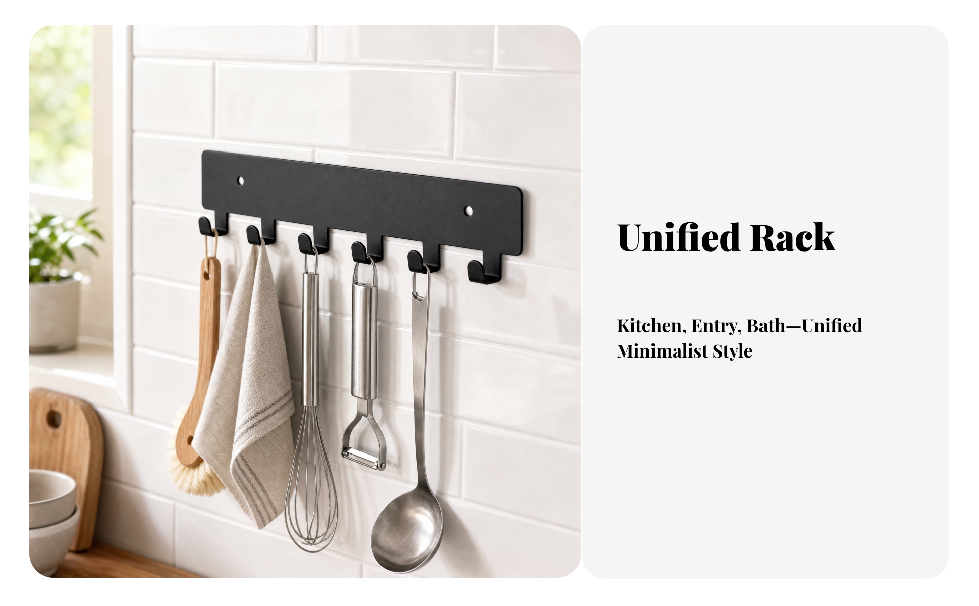 Wall-Mounted Hook Rack Space-Saving Coat Rack with Hooks Minimalist for Entryway