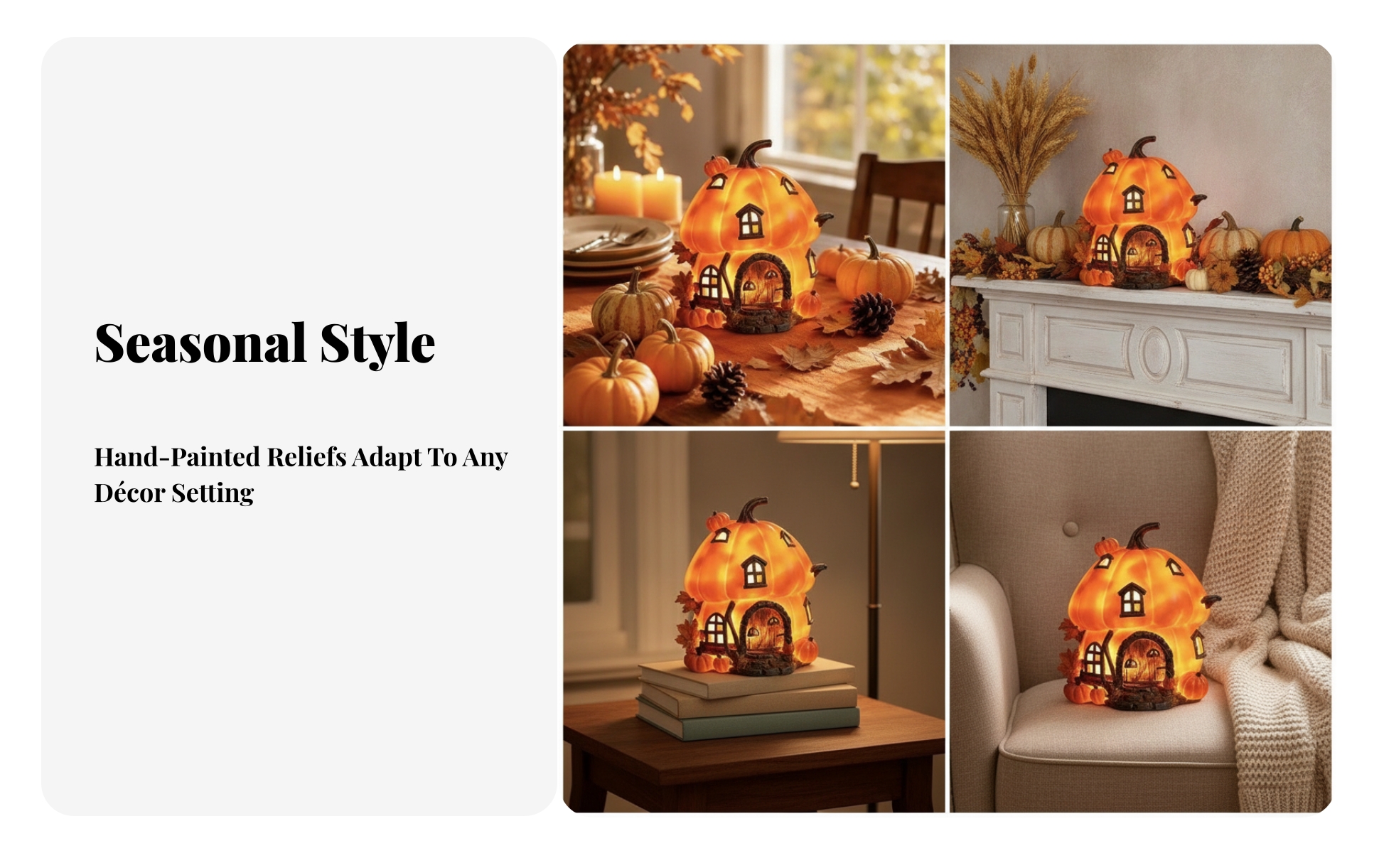 Lighted Pumpkin House Warm Glow for Dining Table Centerpiece, Mantel Display