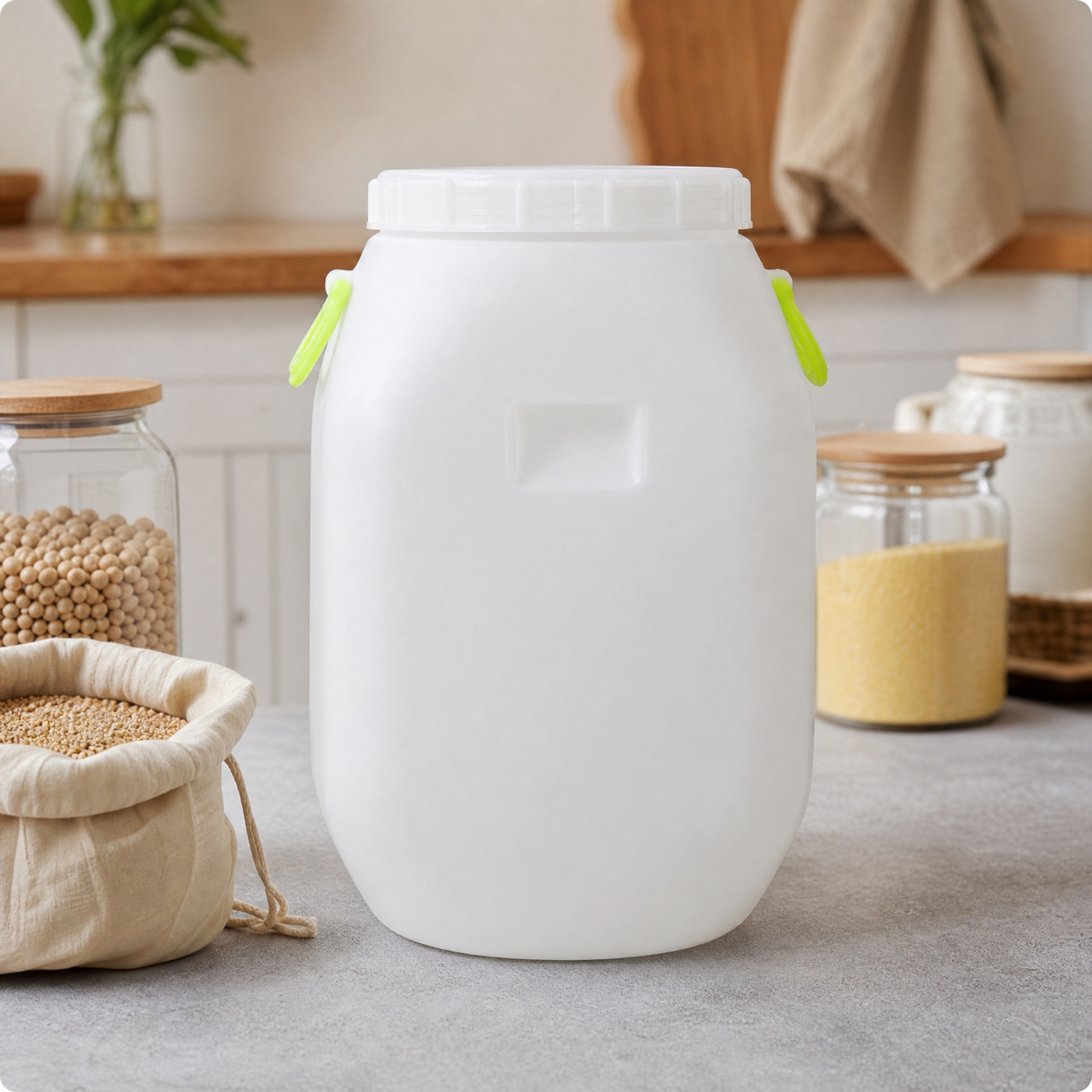 Thick-Walled Food-Grade Container with Double Lid Long-Lasting Pail Heavy Duty