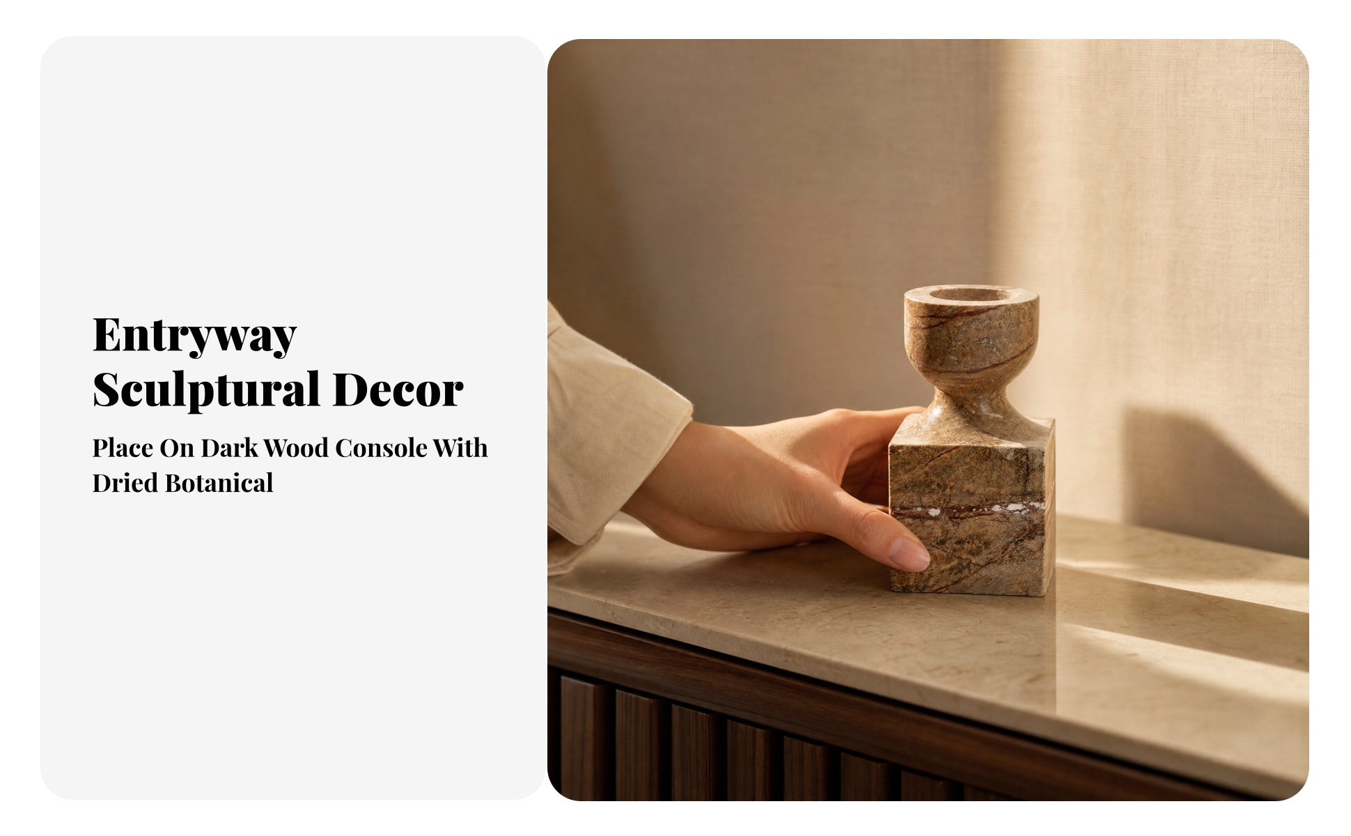 Decorative Stone Candlestick with Carved Form Versatile for Showroom Styling