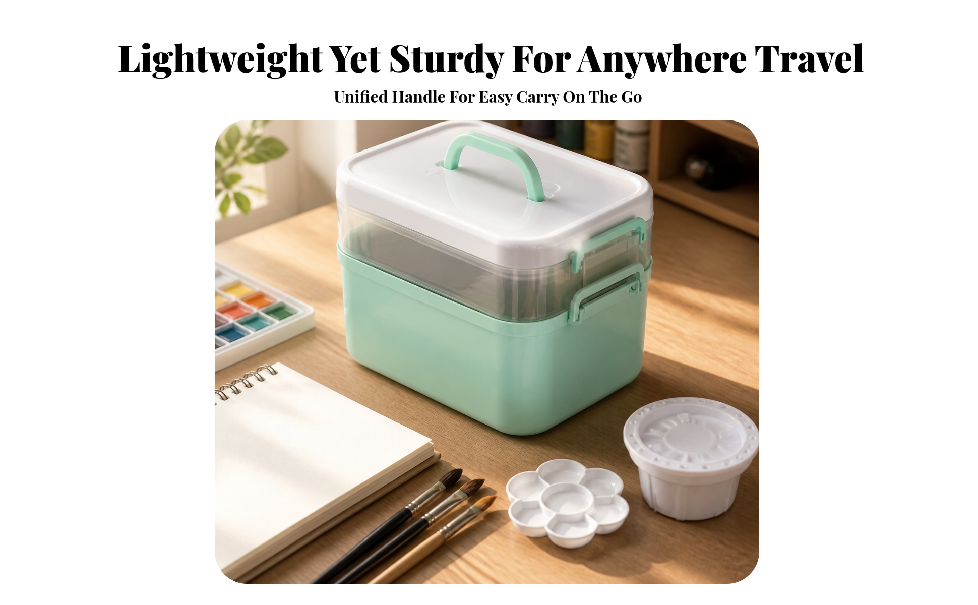 Two-Layer Art Supply Storage Box Thick-Walled for Classrooms, Dorm Rooms