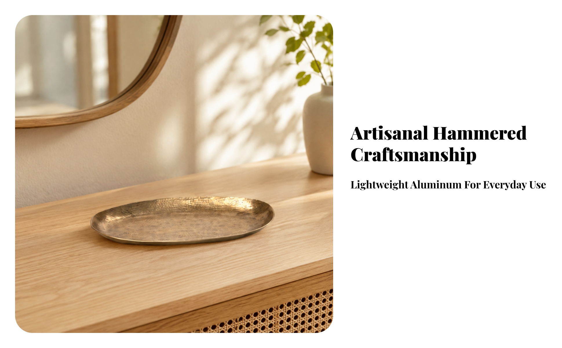 Oval Aluminum Tray Textured Aluminum Tabletop Tray Lightweight for Fruit Serving