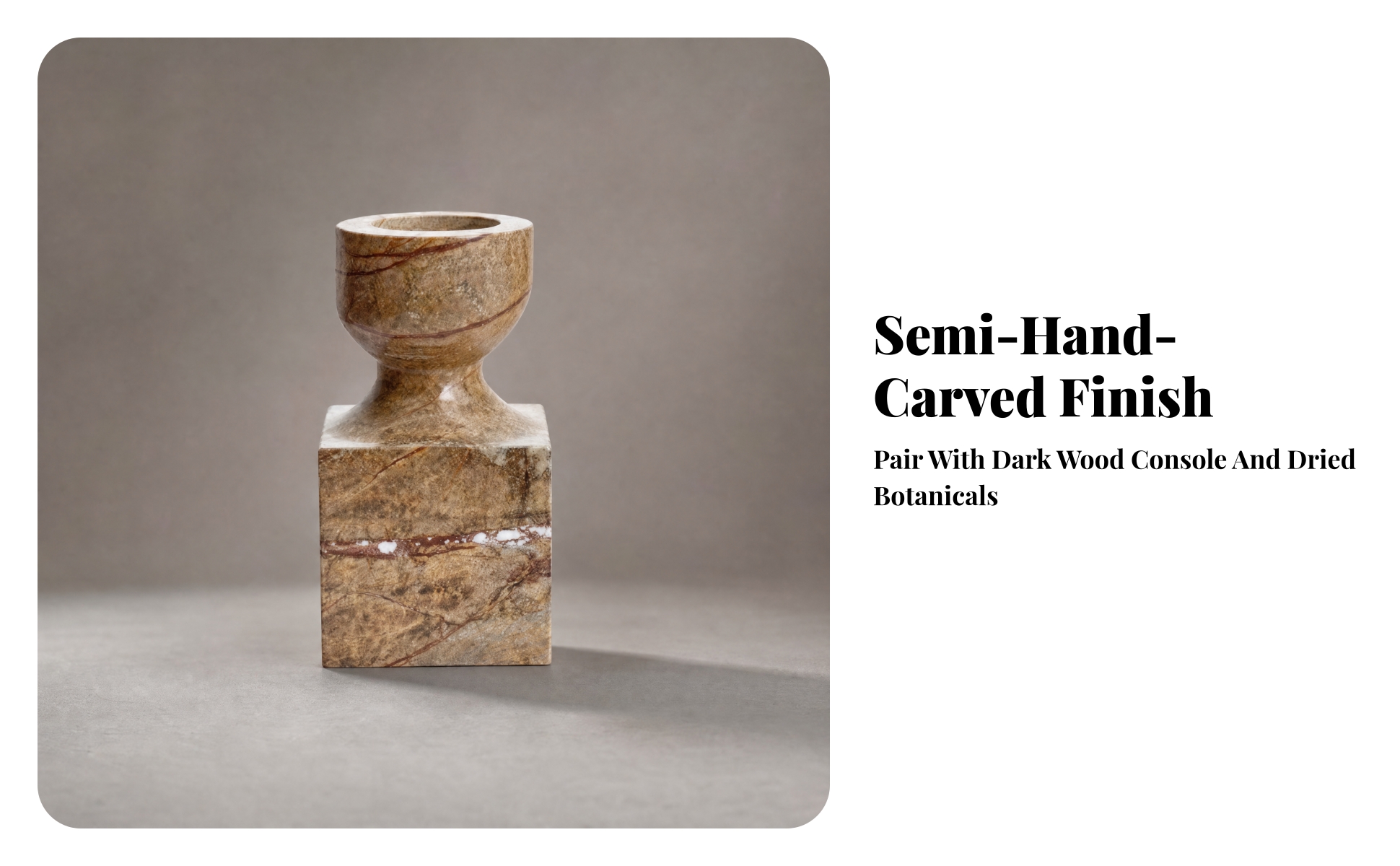 Decorative Stone Candlestick with Carved Form Versatile for Showroom Styling