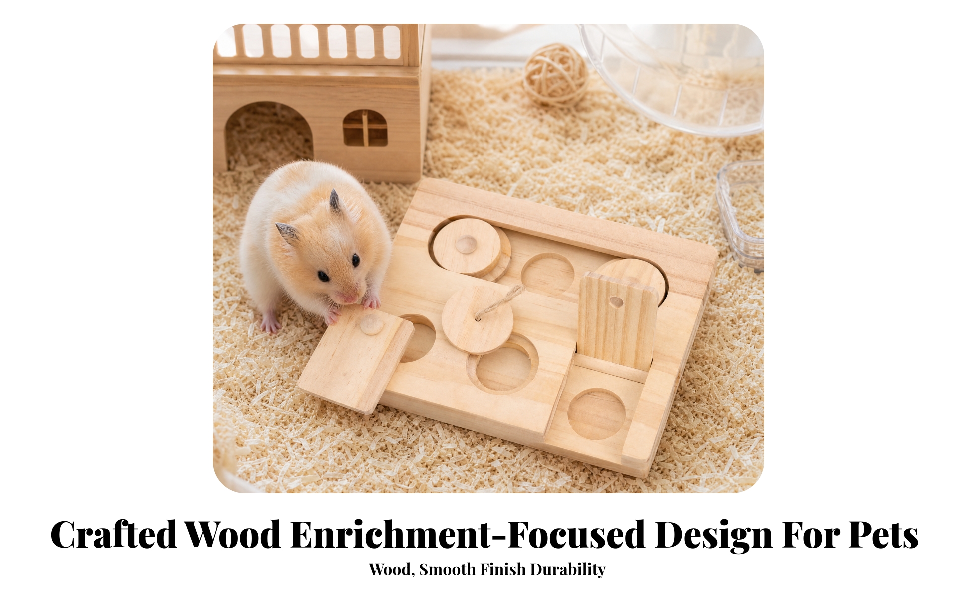 Hamster-Foraging-Board aus Holz interaktiv für Tierbeschäftigung, Hamstergehege