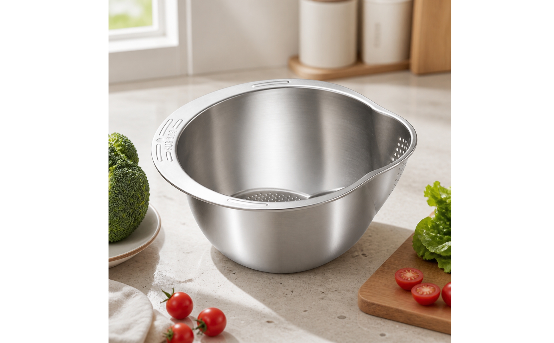 Stainless Steel Draining Bowl Sturdy Stainless Steel Colander with Handles