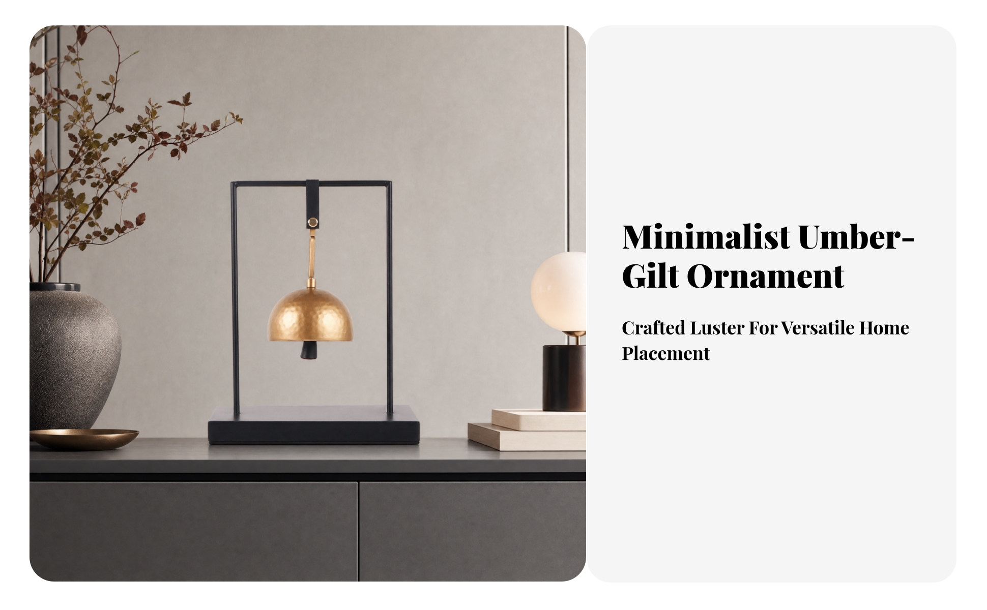 Metal Bell Ornament with Frame Versatile Hammered Metal Tabletop Bell for Office