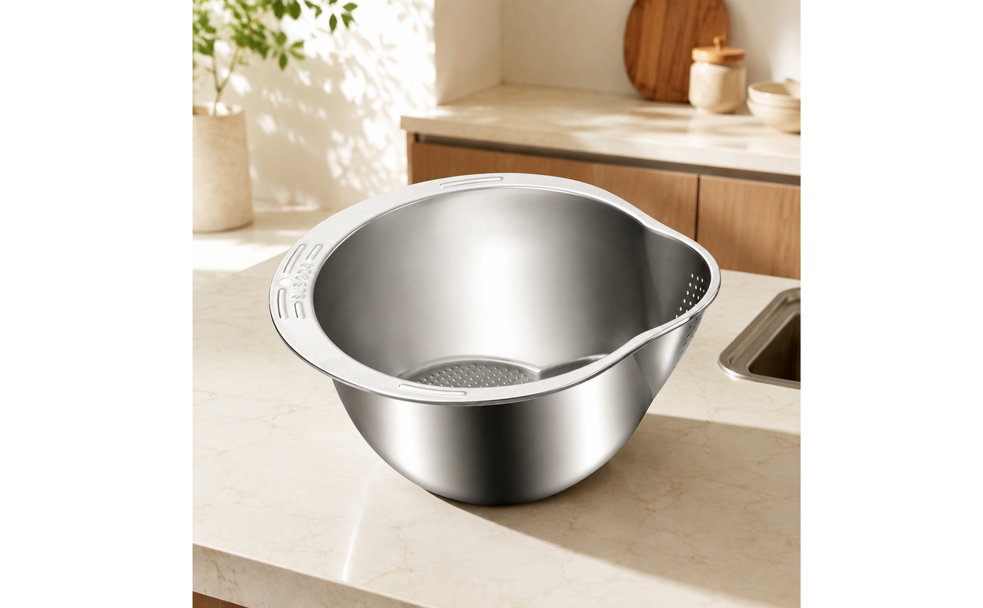 Stainless Steel Draining Bowl Sturdy Stainless Steel Colander with Handles