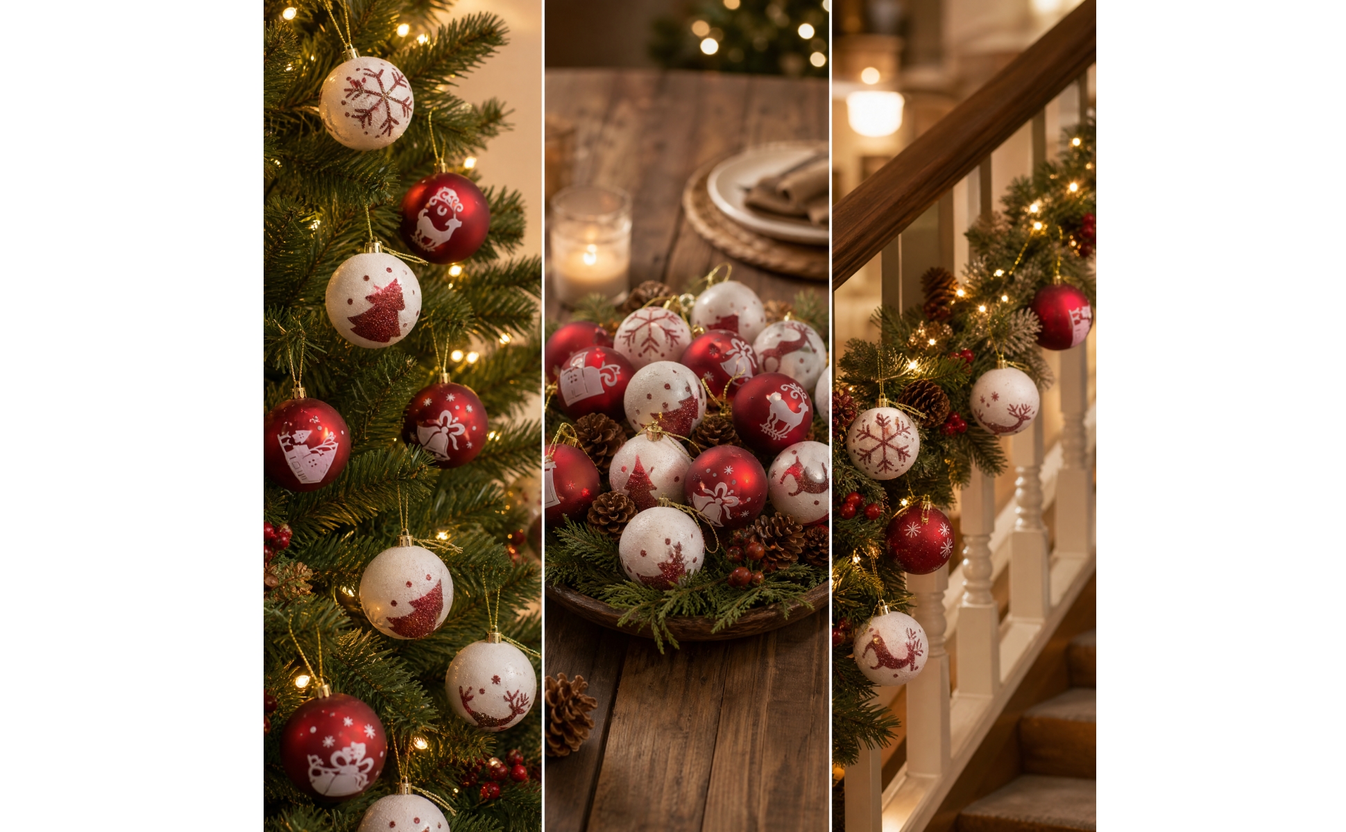 16 Pieces Spherical Plastic Christmas Ornament Glossy Glittered Christmas Bauble