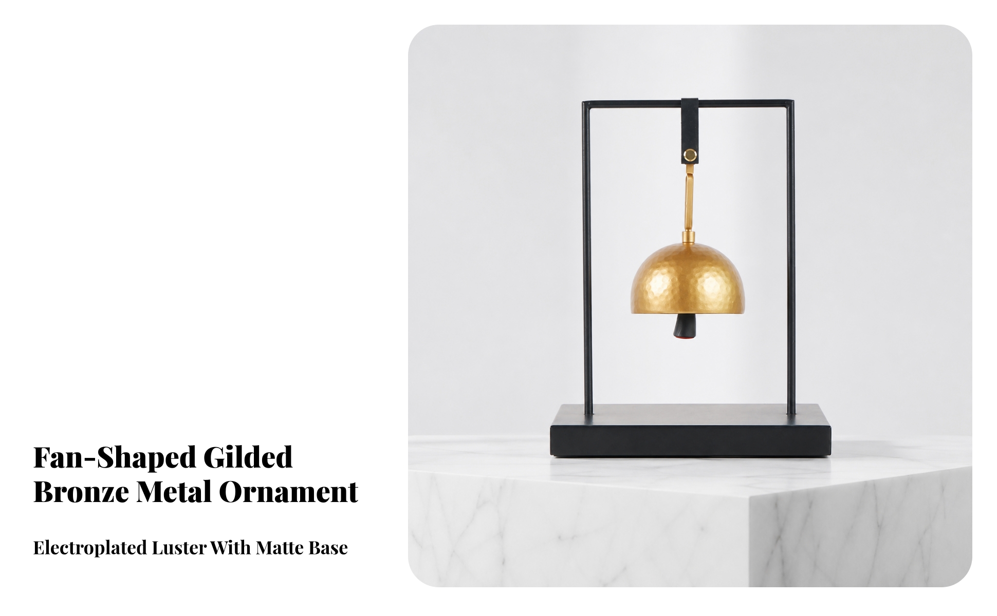 Metal Bell Ornament with Frame Versatile Hammered Metal Tabletop Bell for Office