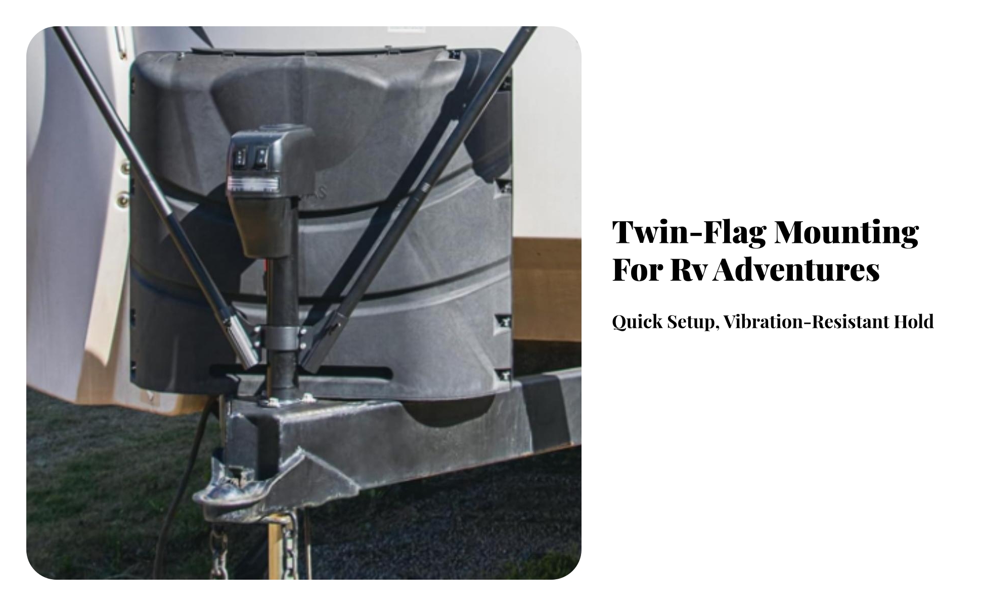 Two Flag Pole Mounting Bracket Compact for Tailgating, Outdoor Gatherings
