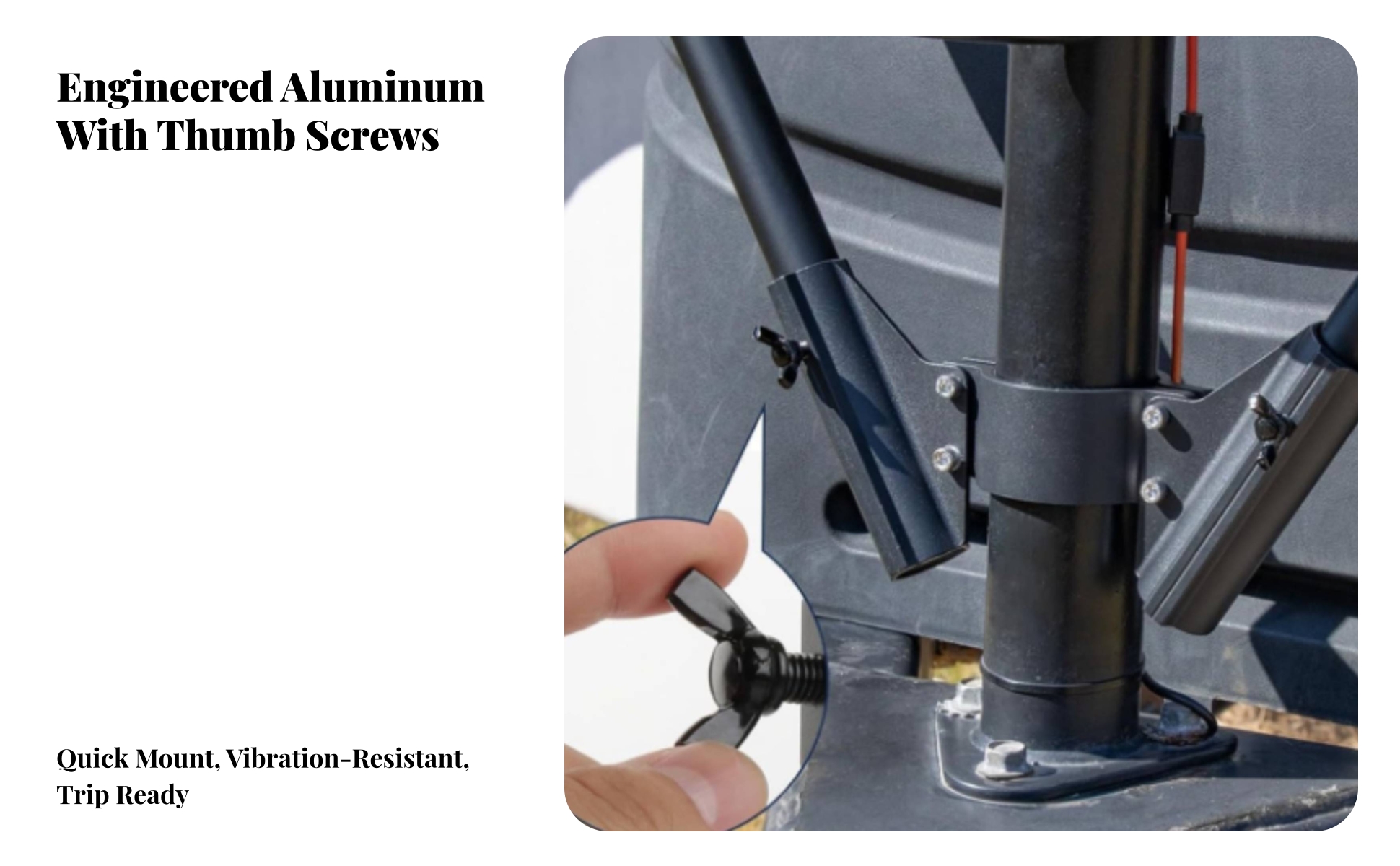 Two Flag Pole Mounting Bracket Compact for Tailgating, Outdoor Gatherings